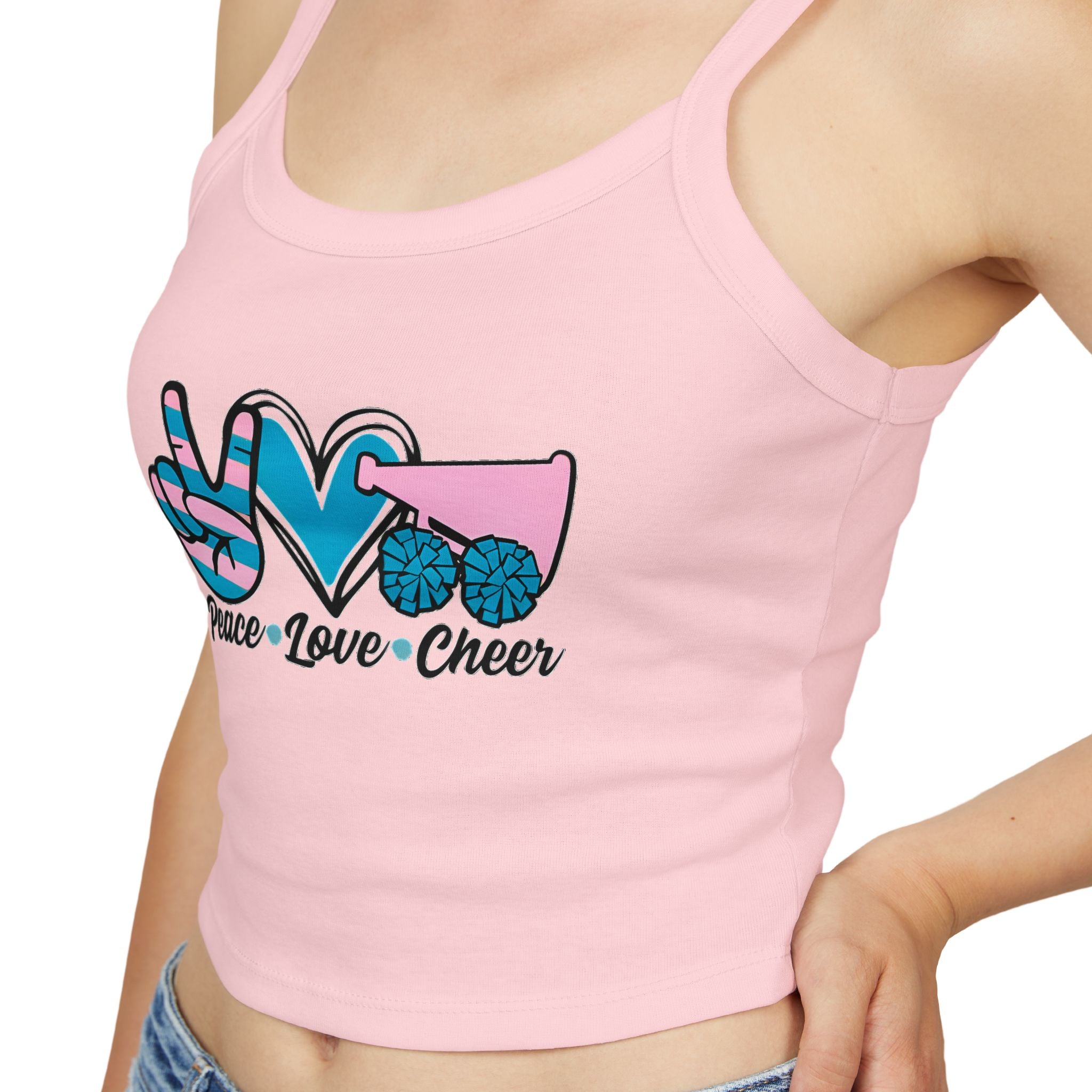 Customizable Women's Peace Love Cheer Tank, Cheerleading Apparel, Cute Gift for Cheerleaders