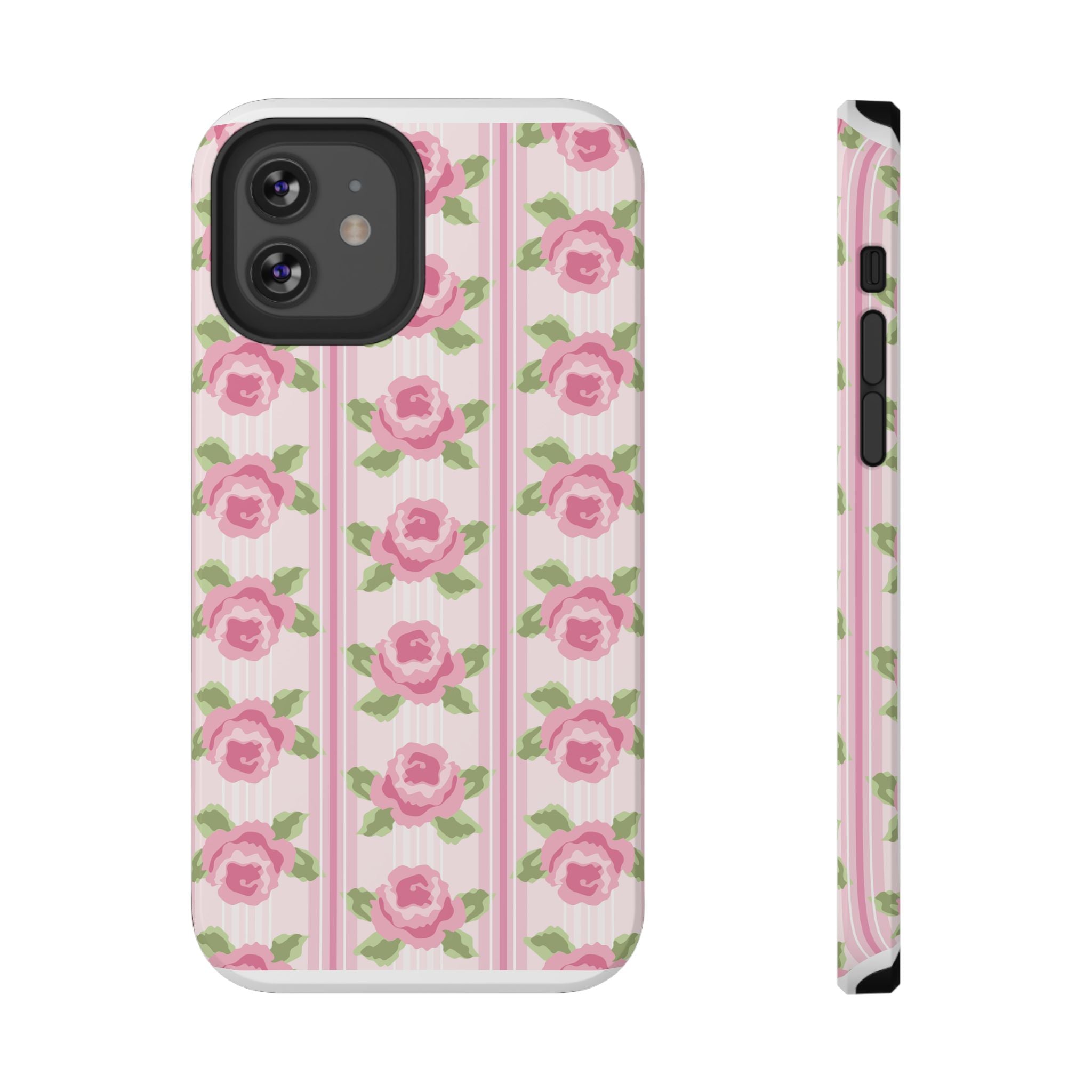 Customizable: Floral Impact-Resistant Phone Case, Pink Rose Pattern