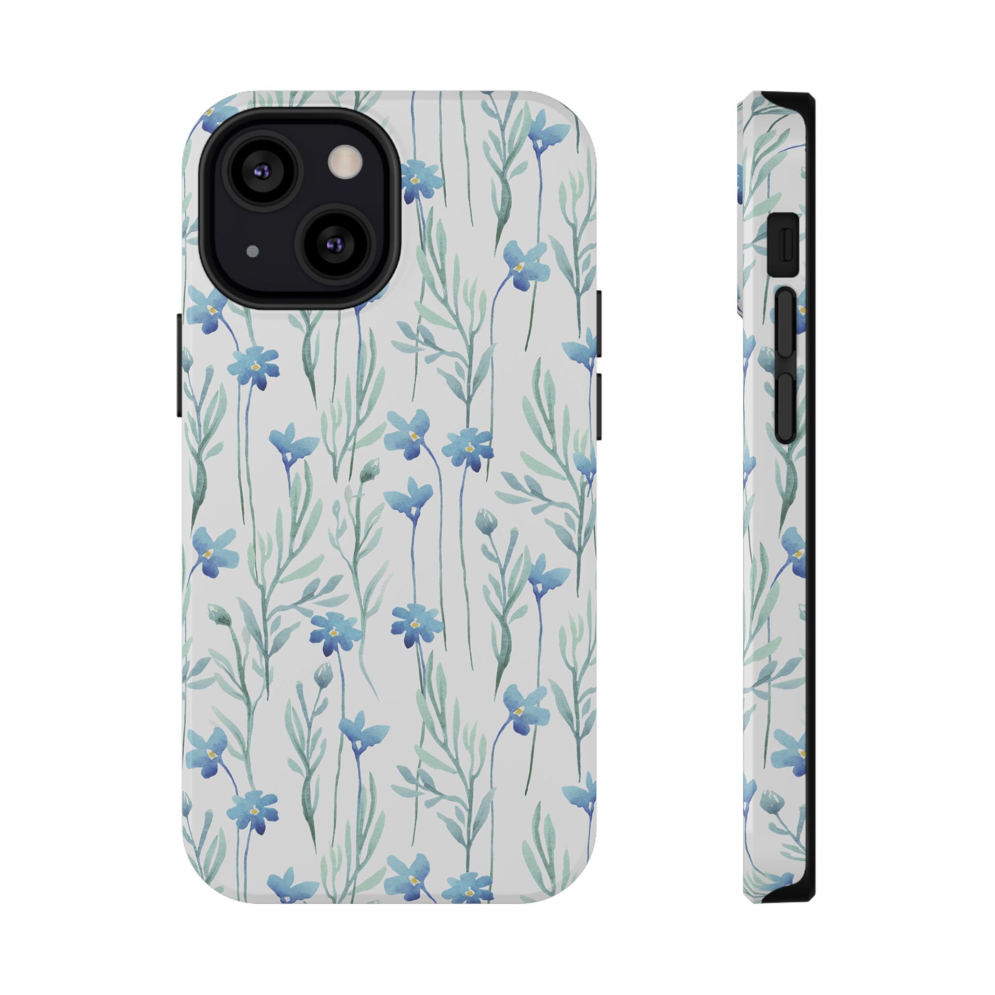 Customizable: Blue Floral Impact-Resistant Phone Case