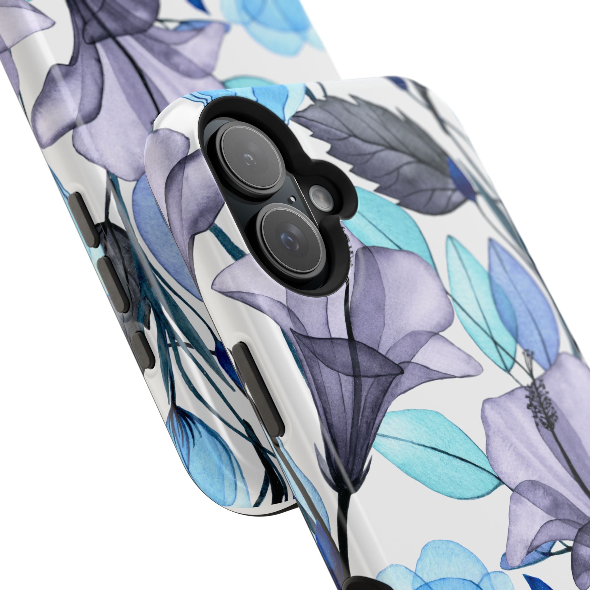 Customizable: Blue and Purple Floral Impact-Resistant Phone Case