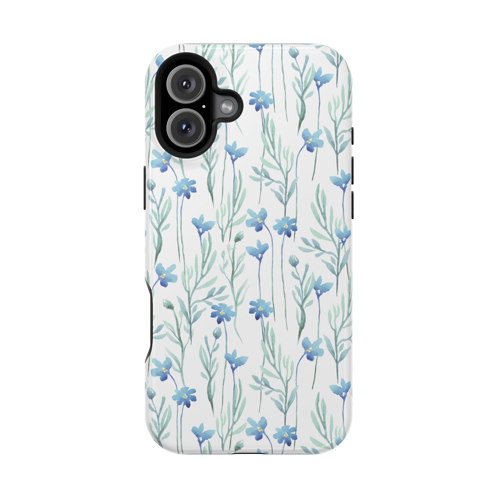 Customizable: Blue Floral Impact-Resistant Phone Case