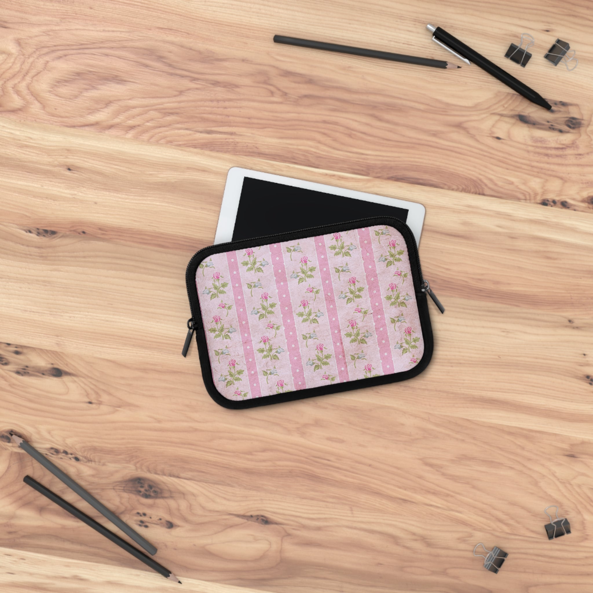 Floral Laptop Sleeve - Vintage Rose Design, Computer Carry Case, Laptop Bag, Floral Tech Accessory, Unique Gift for Her