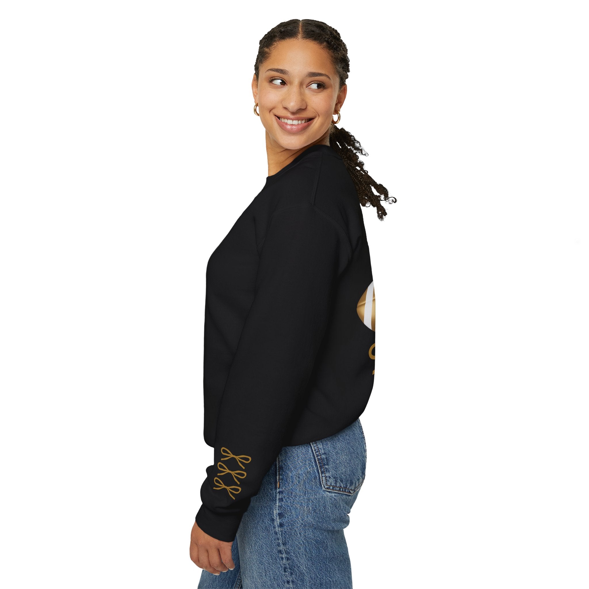 Customizable Gold Football & Bows Sweatshirt