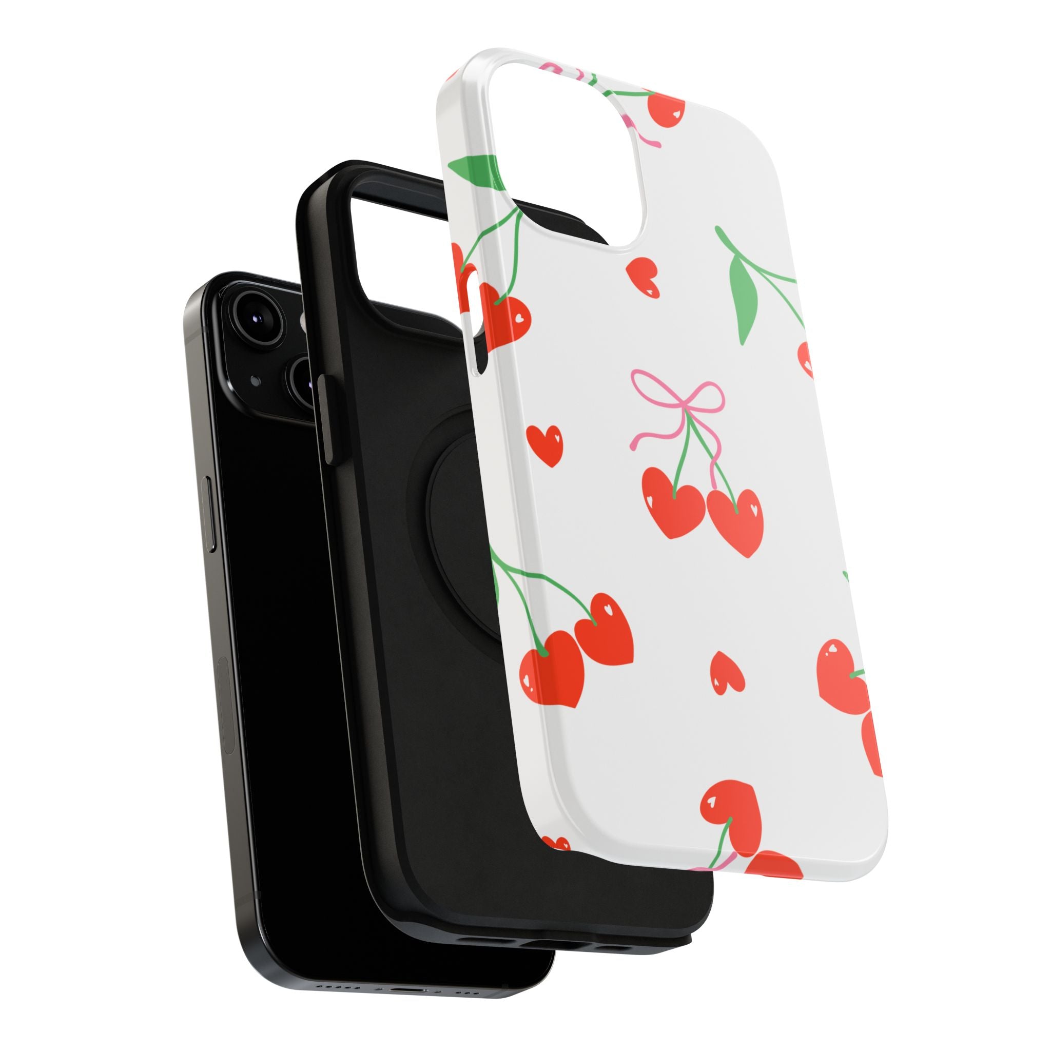 Customizable: Cherry Heart Impact-Resistant Phone Case