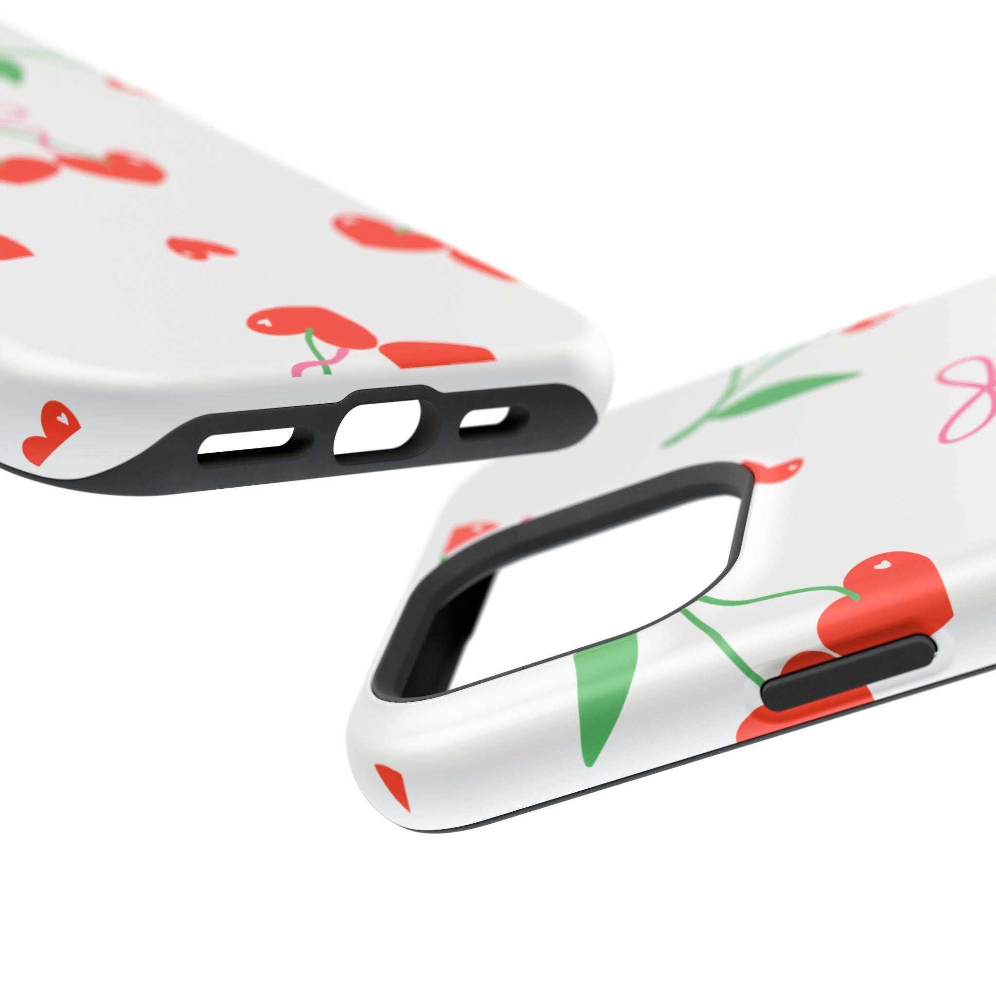 Customizable: Cherry Heart Impact-Resistant Phone Case