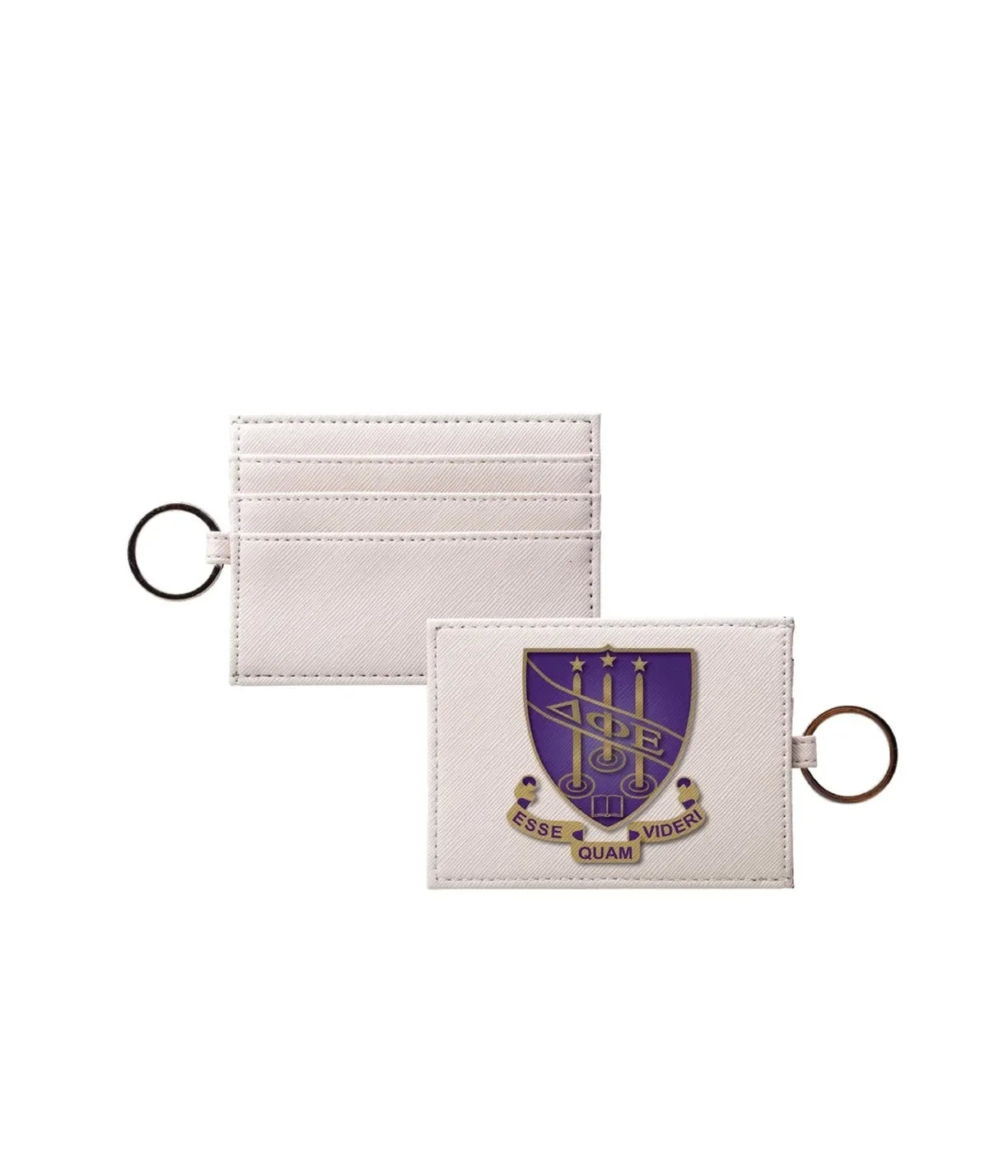 Delta Phi Epsilon Vegan Saffiano Leather Keychain Cardholder - Crest
