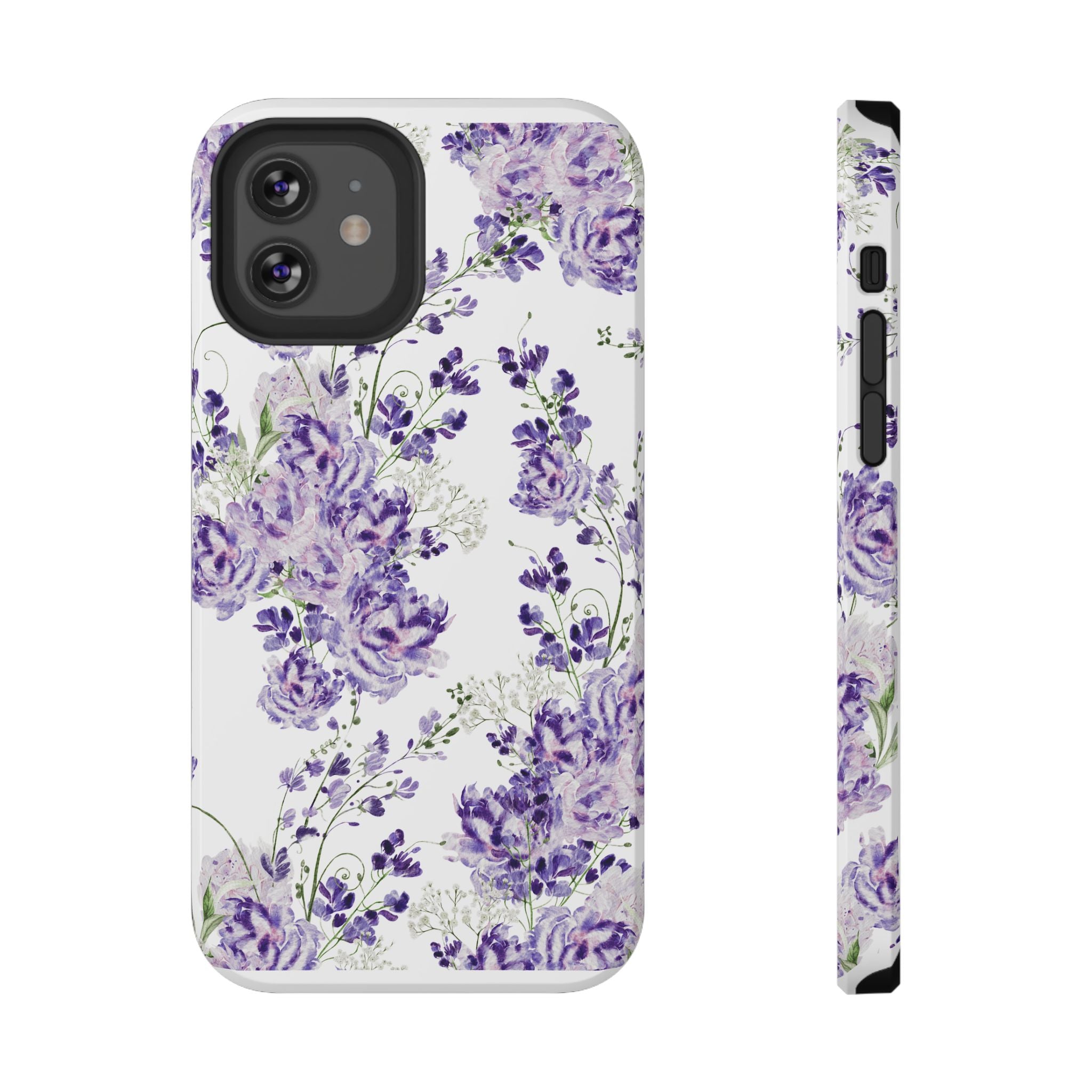 Customizable: Purple Floral Impact-Resistant Phone Case
