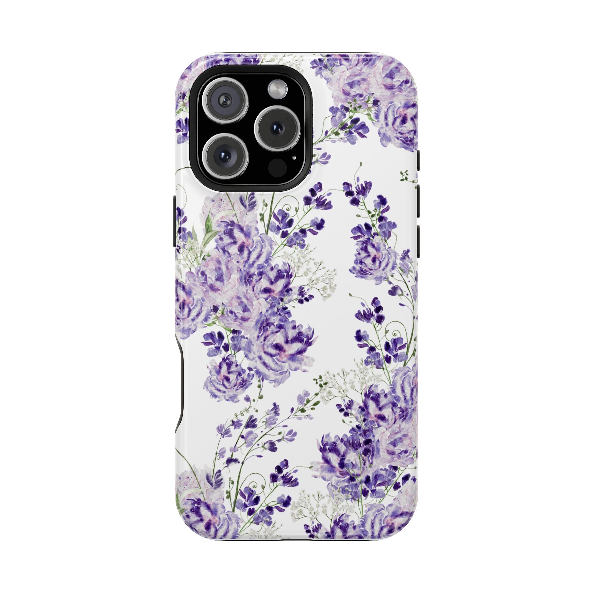 Customizable: Purple Floral Impact-Resistant Phone Case