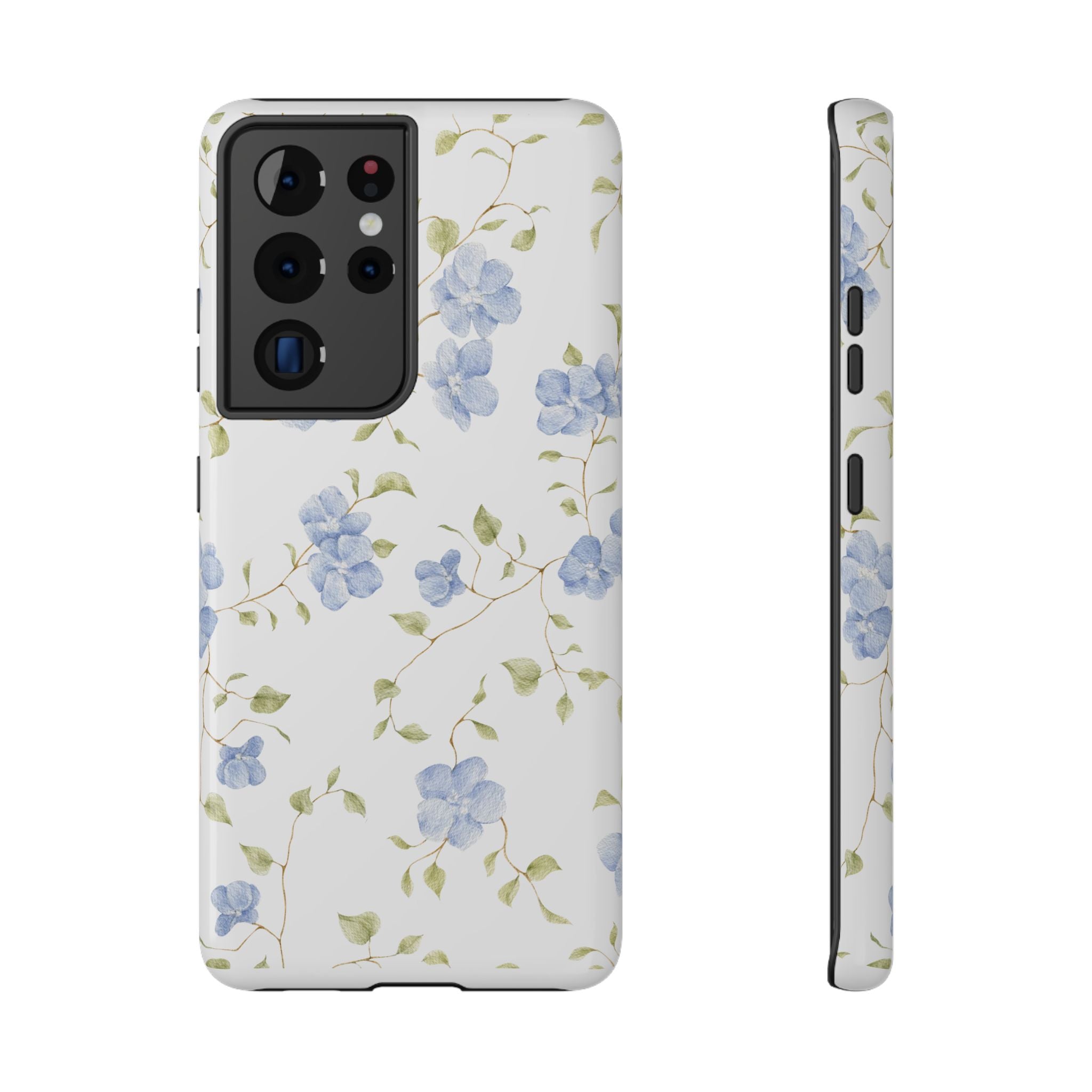 Customizable: Blue Floral Impact-Resistant Phone Case