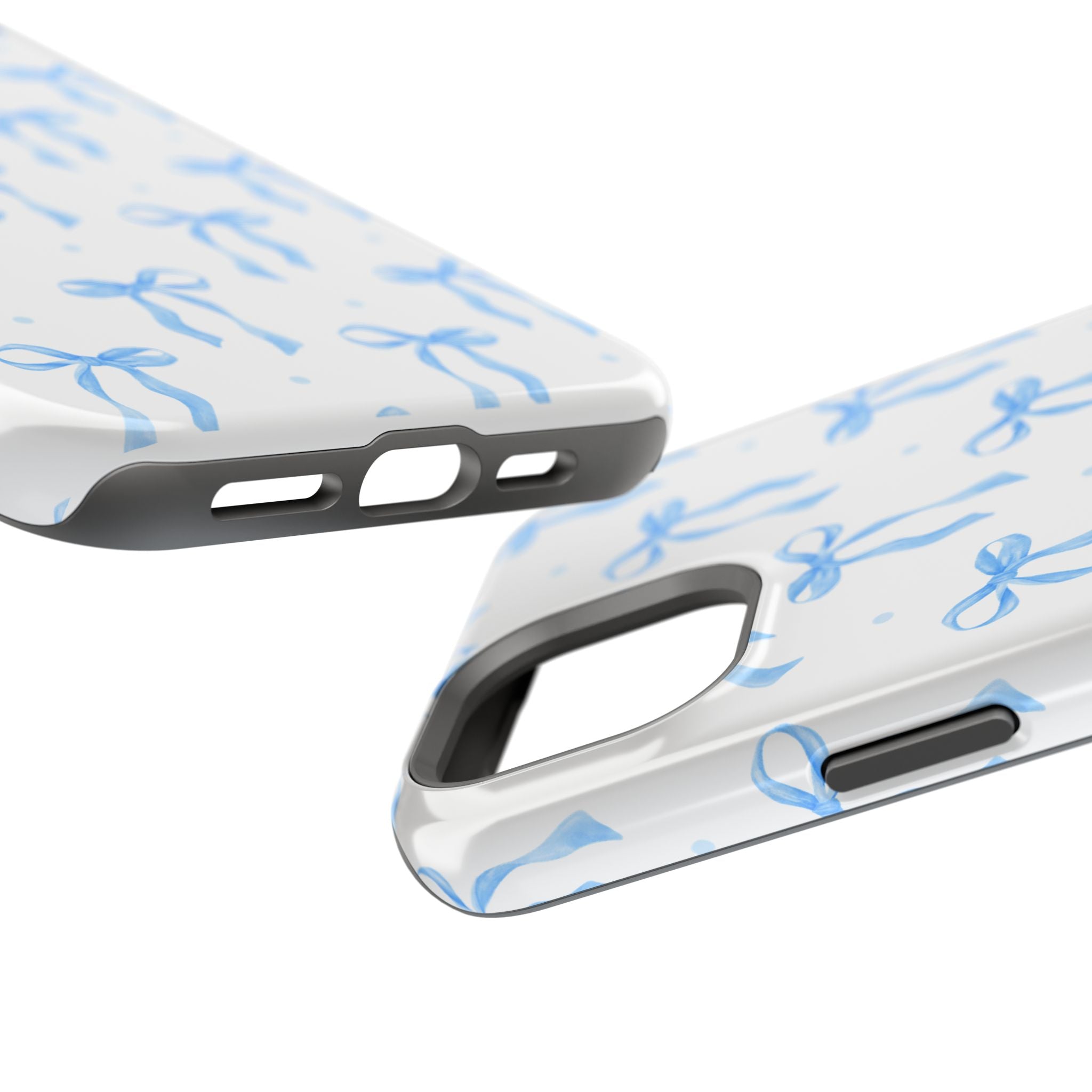 Customizable: Chic Blue Coquette Bow Impact-Resistant Phone Case
