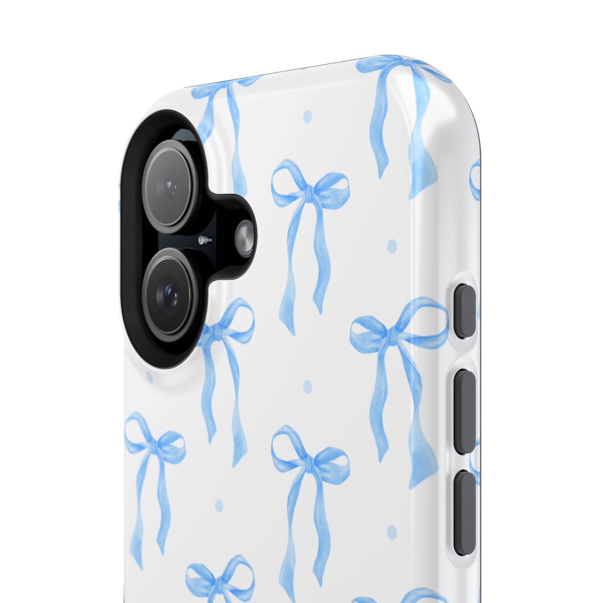 Customizable: Chic Blue Coquette Bow Impact-Resistant Phone Case