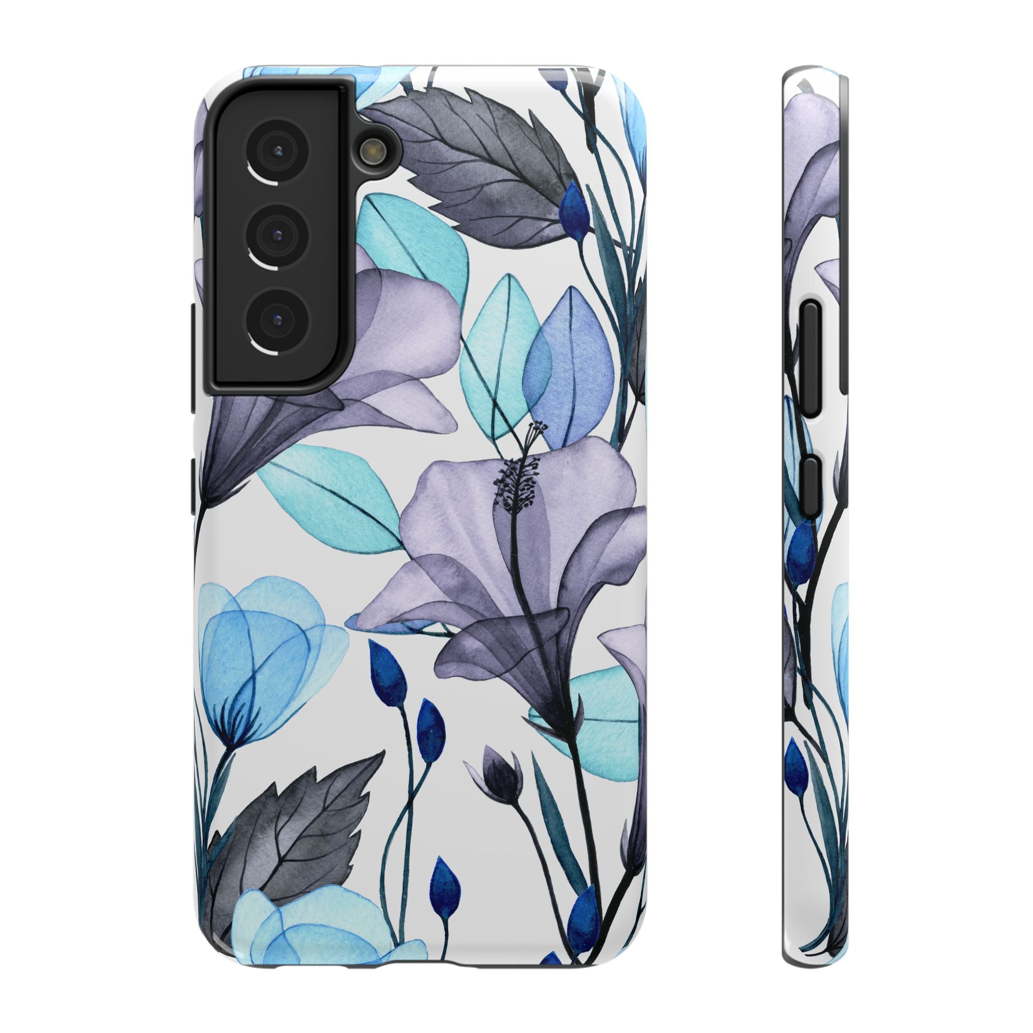 Customizable: Blue and Purple Floral Impact-Resistant Phone Case