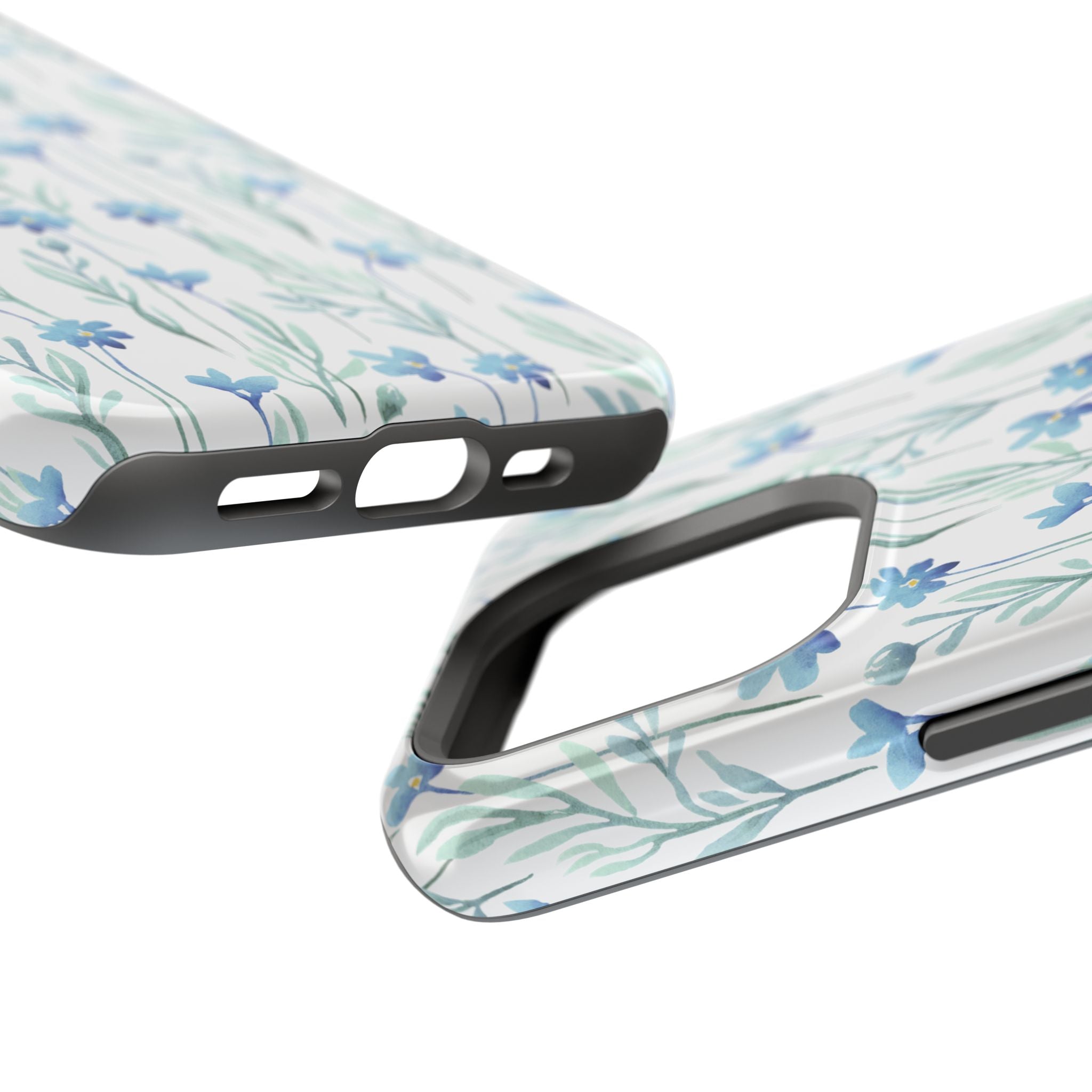 Customizable: Blue Floral Impact-Resistant Phone Case