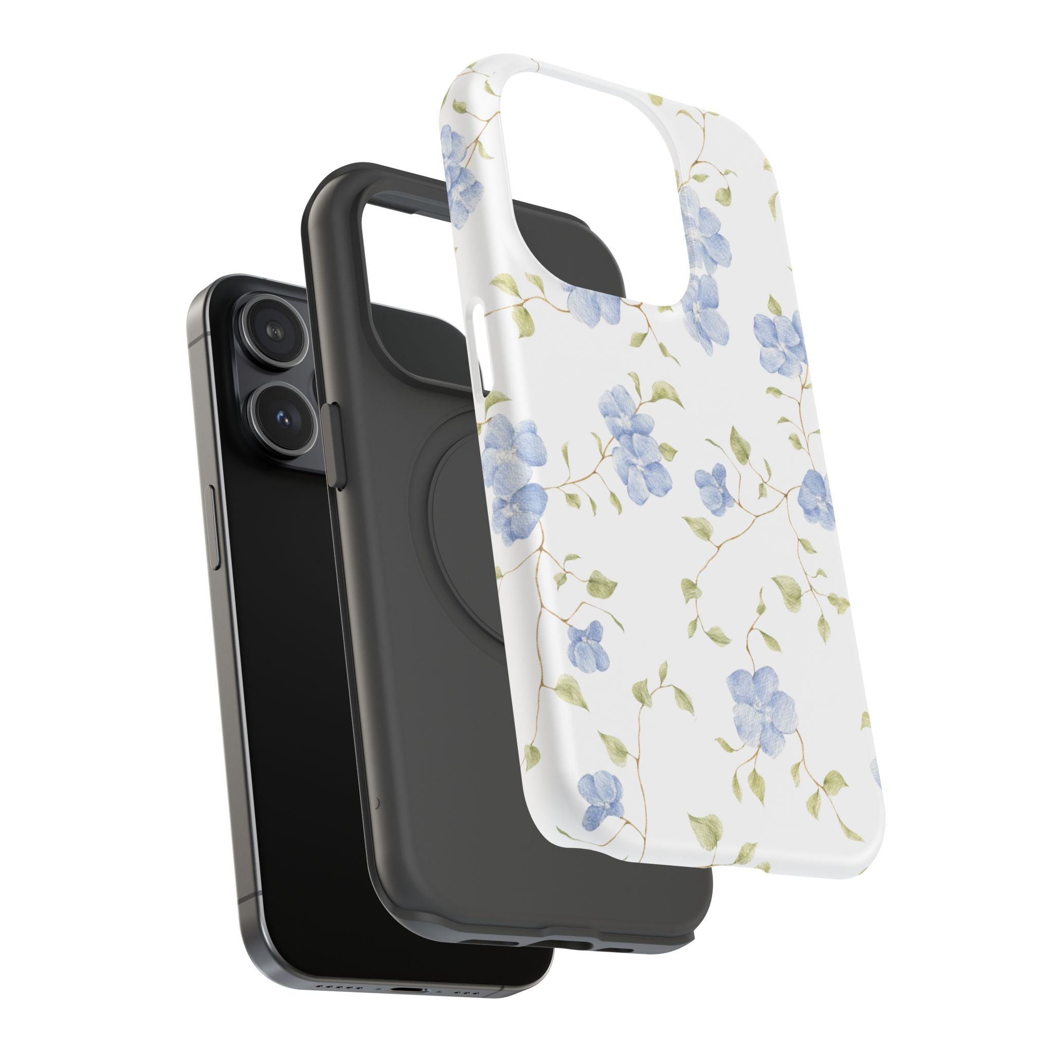 Customizable: Blue Floral Impact-Resistant Phone Case