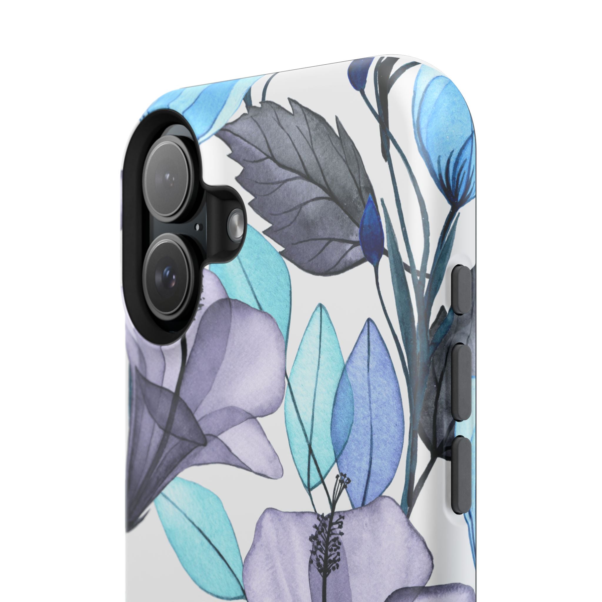Customizable: Blue and Purple Floral Impact-Resistant Phone Case