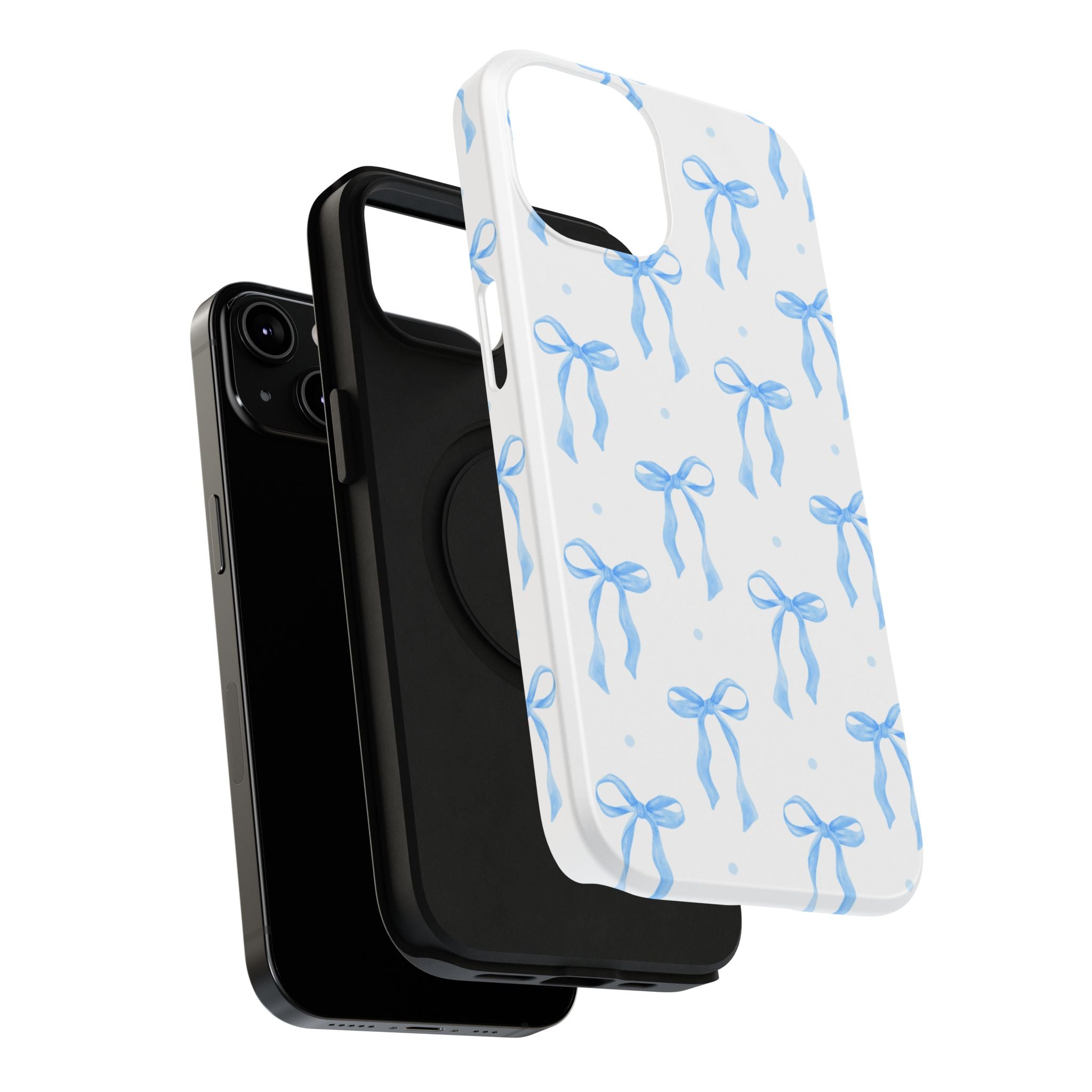 Customizable: Chic Blue Coquette Bow Impact-Resistant Phone Case