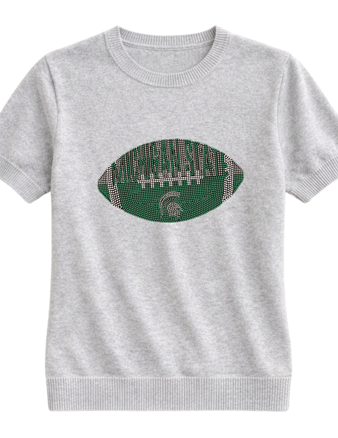 Michigan State Football Grey Short Sleeve Sweater