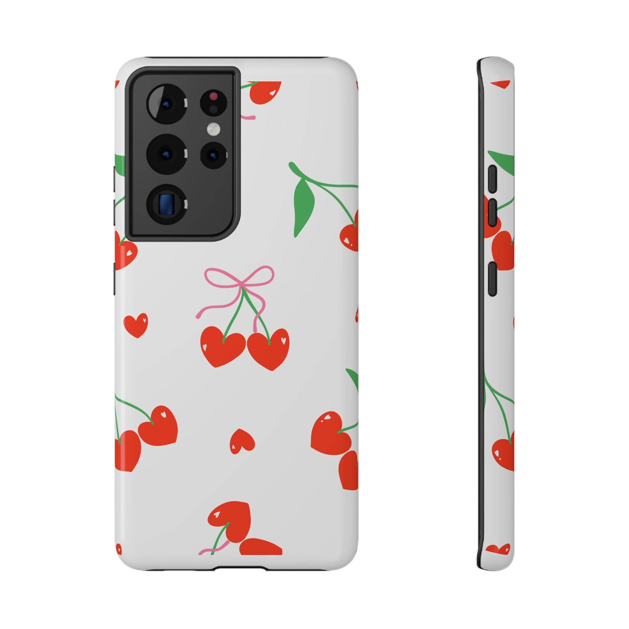 Customizable: Cherry Heart Impact-Resistant Phone Case