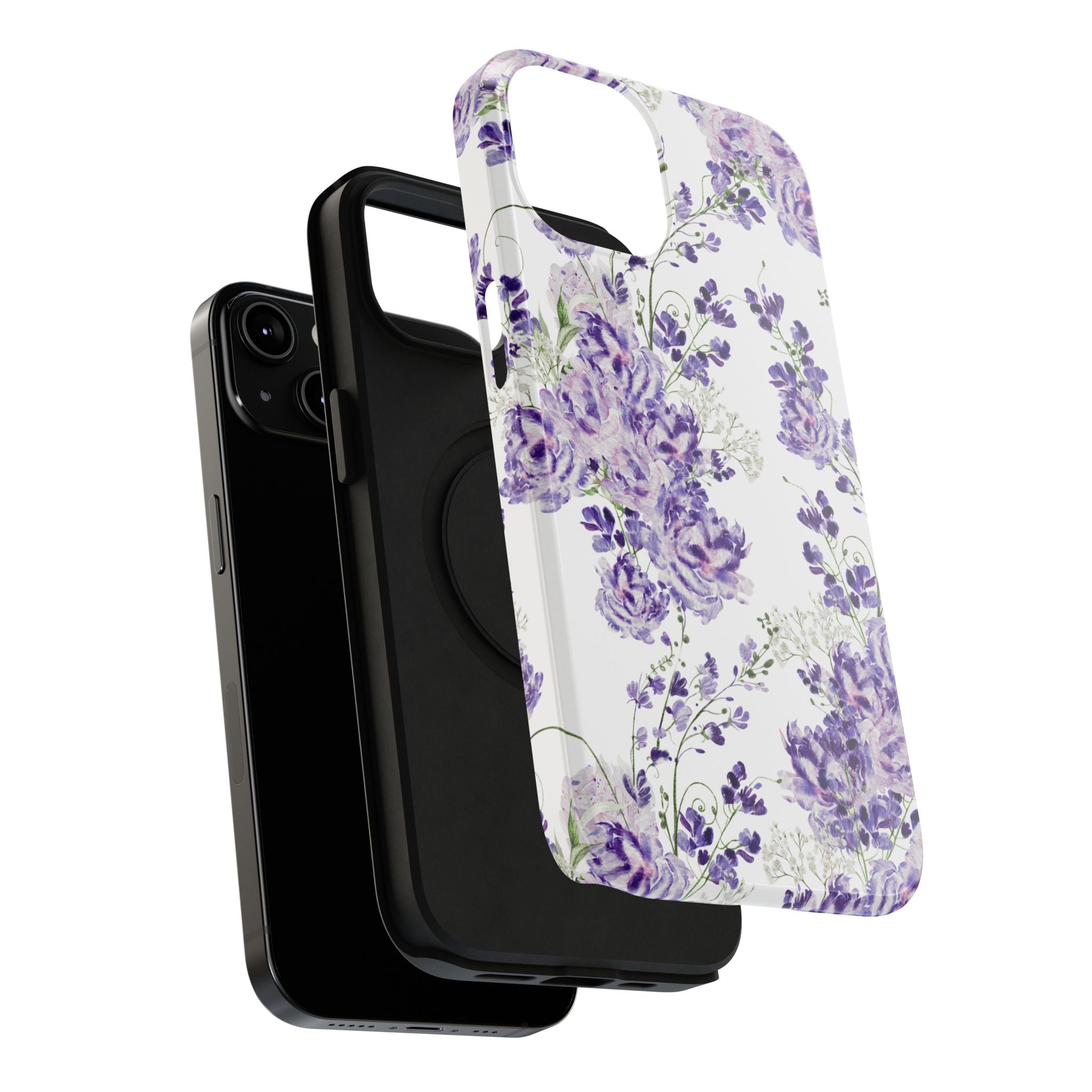 Customizable: Purple Floral Impact-Resistant Phone Case