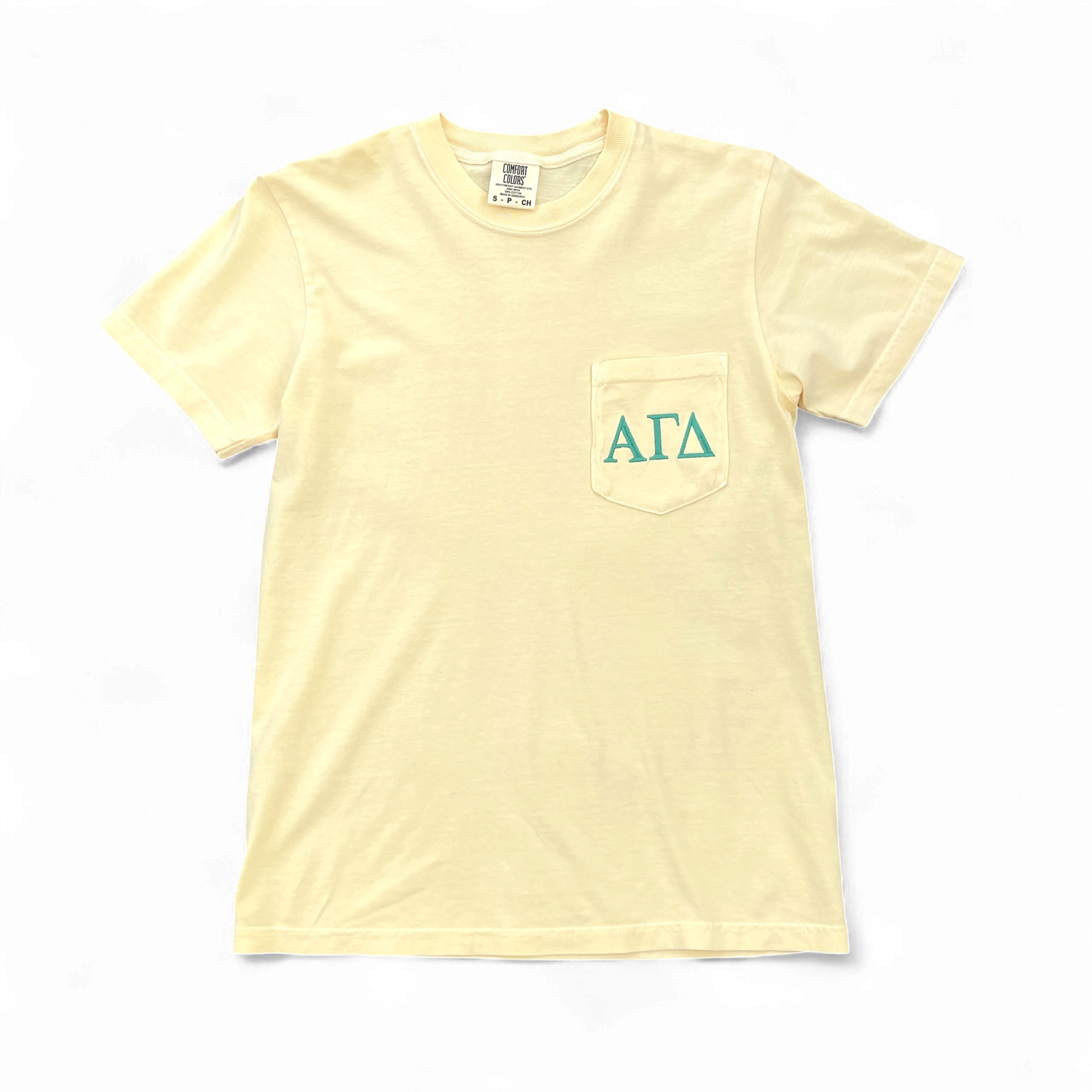 Alpha Gamma Delta Yellow Pocket Tee