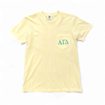 Alpha Gamma Delta Yellow Pocket Tee