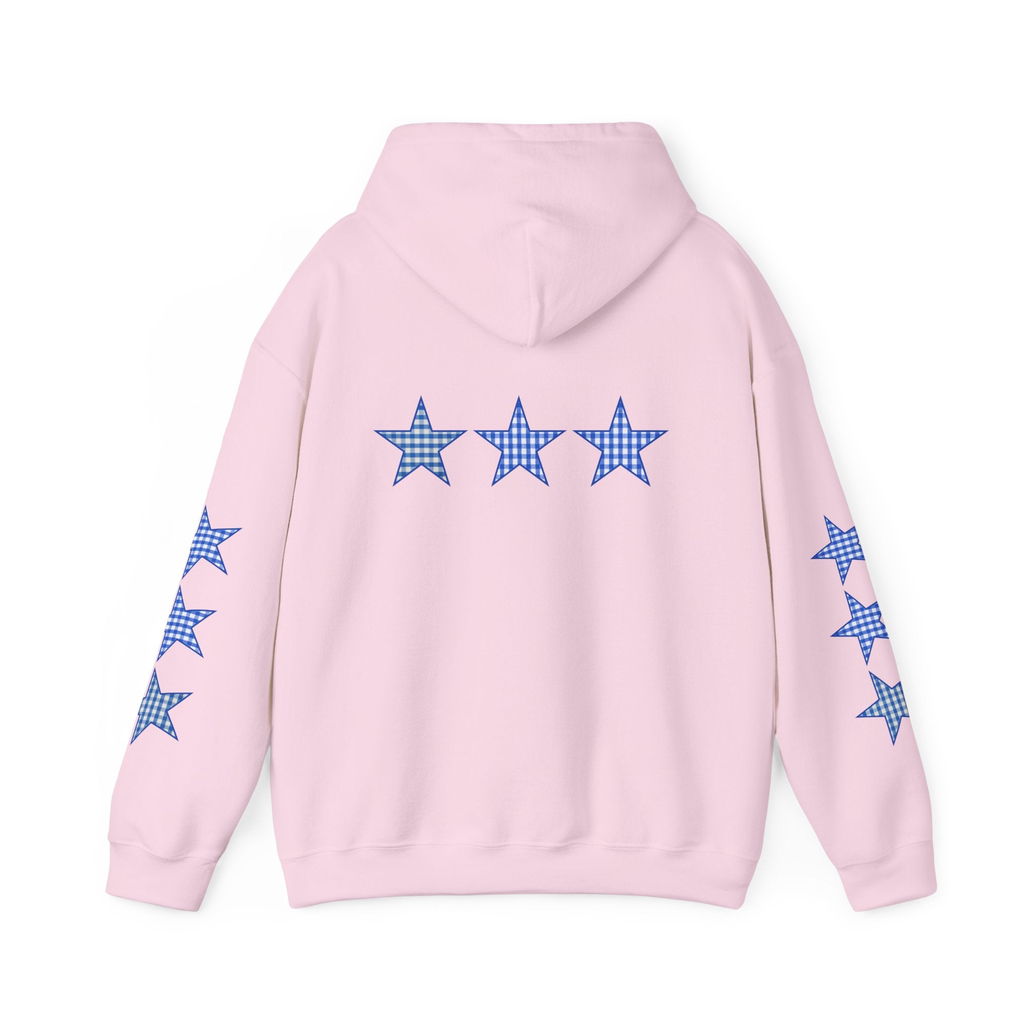 Customizable Tri-Star Blue Gingham Hoodie