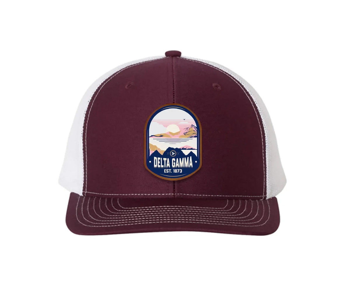 Delta Gamma Richardson 112 UV Print Leatherette Patch Trucker Hat - Ventura