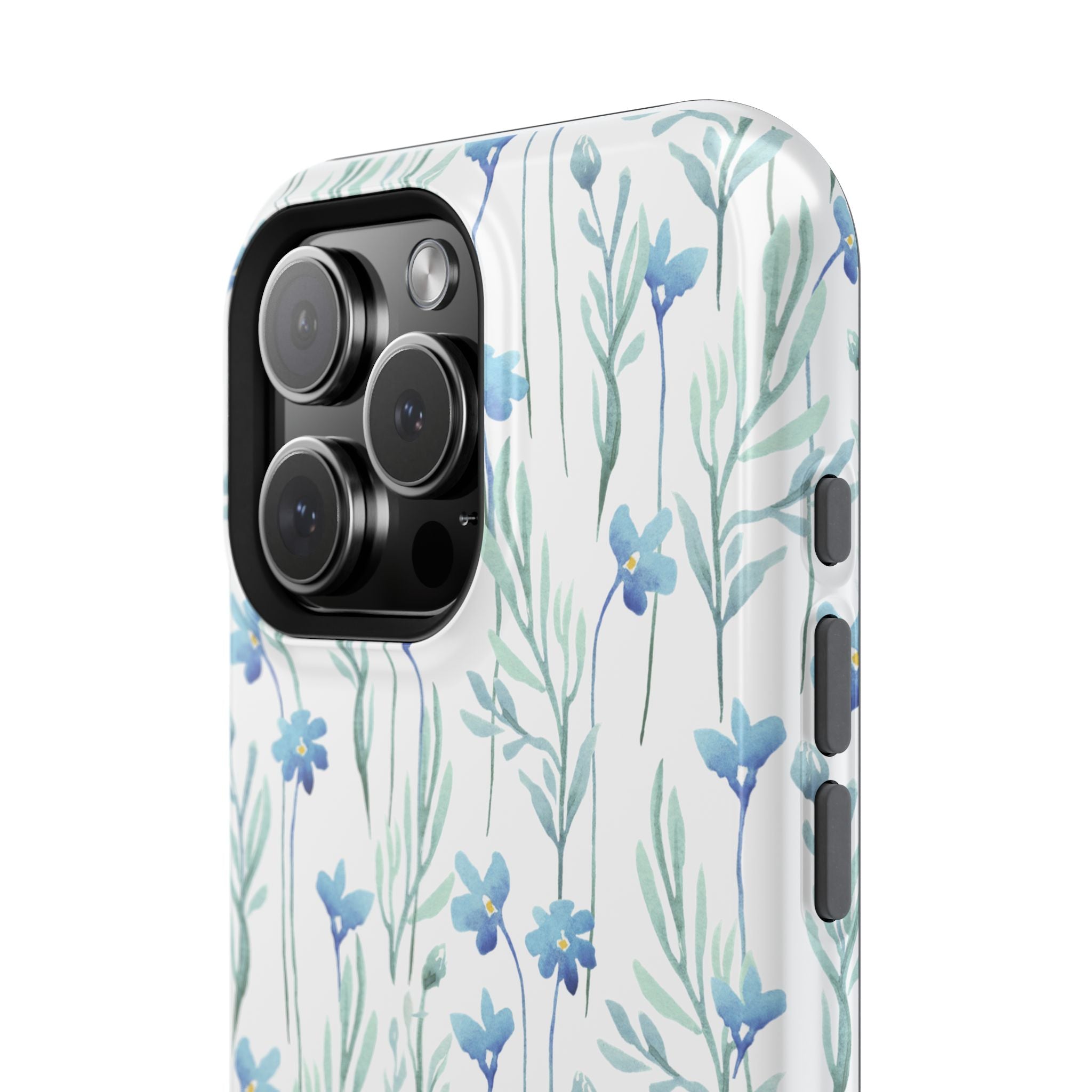 Customizable: Blue Floral Impact-Resistant Phone Case