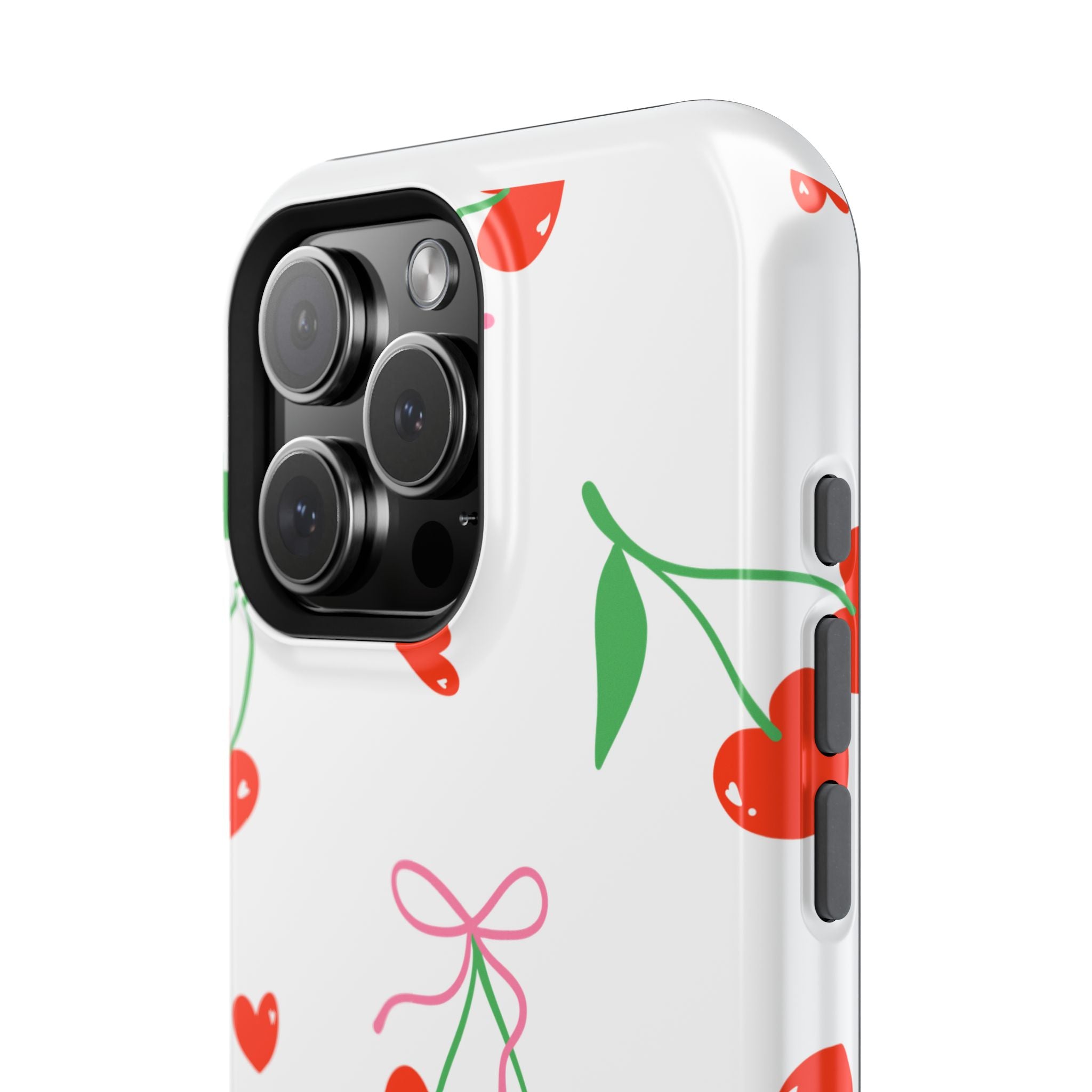 Customizable: Cherry Heart Impact-Resistant Phone Case