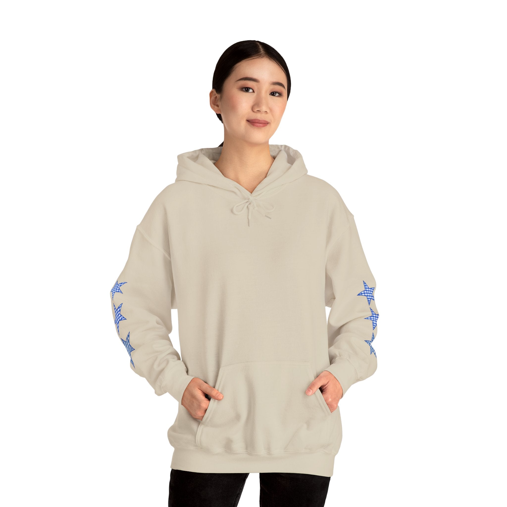 Customizable Tri-Star Blue Gingham Hoodie