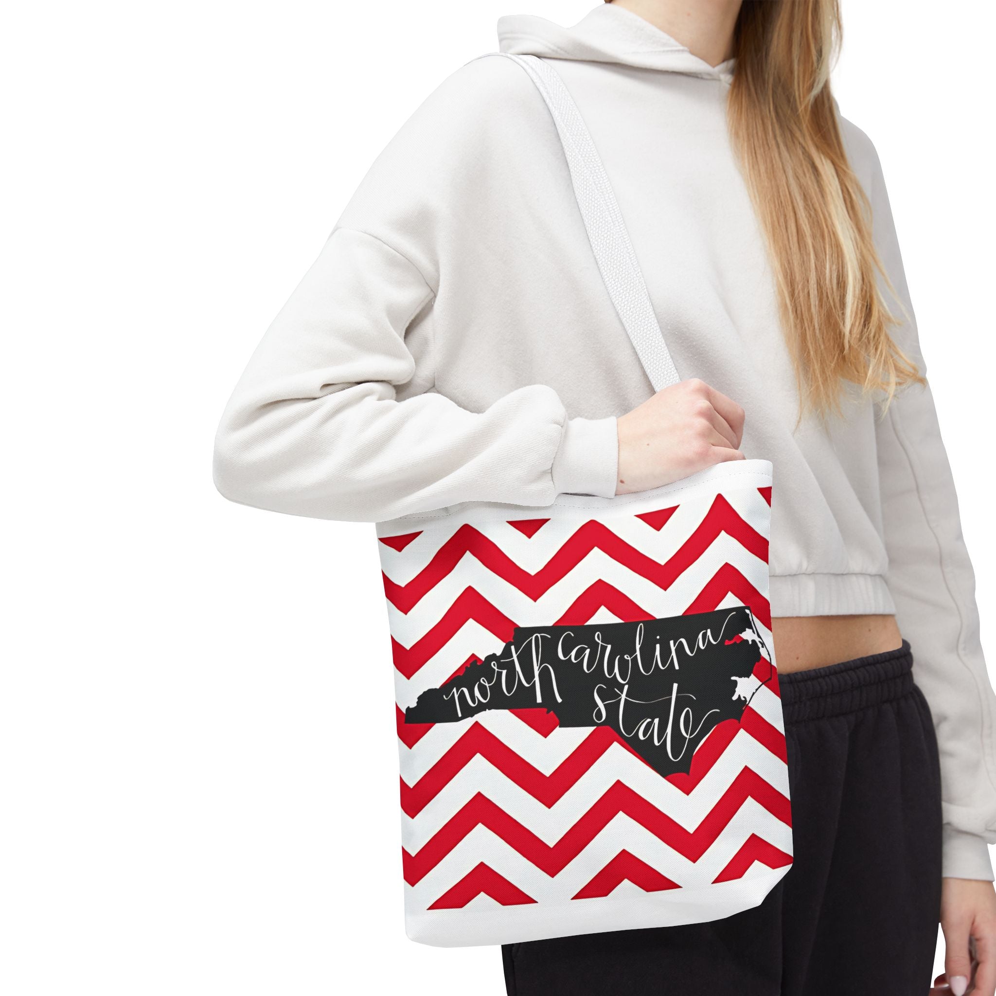 North Carolina Tote Bag, Stylish Chevron Pattern, Beach Essentials, Reusable Grocery Bag, Gift for Travelers, Southern Charm