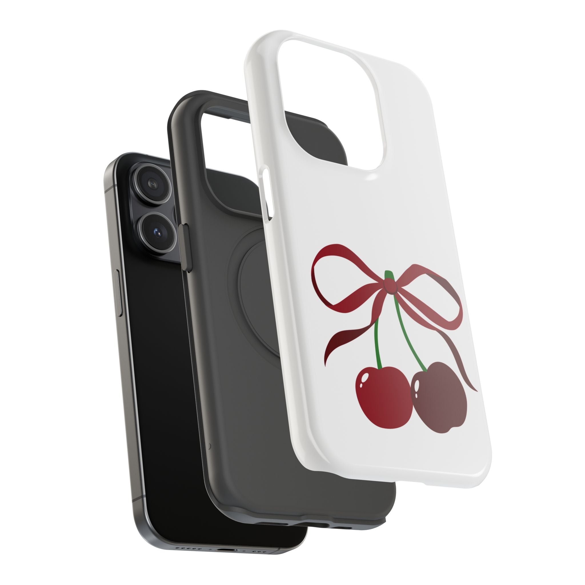 Customizable: Cherry Bow Impact-Resistant Case for Smartphones | Cute Phone Cover | Gift for Her | Cherry Lover's Accessory | Durable Phone Case