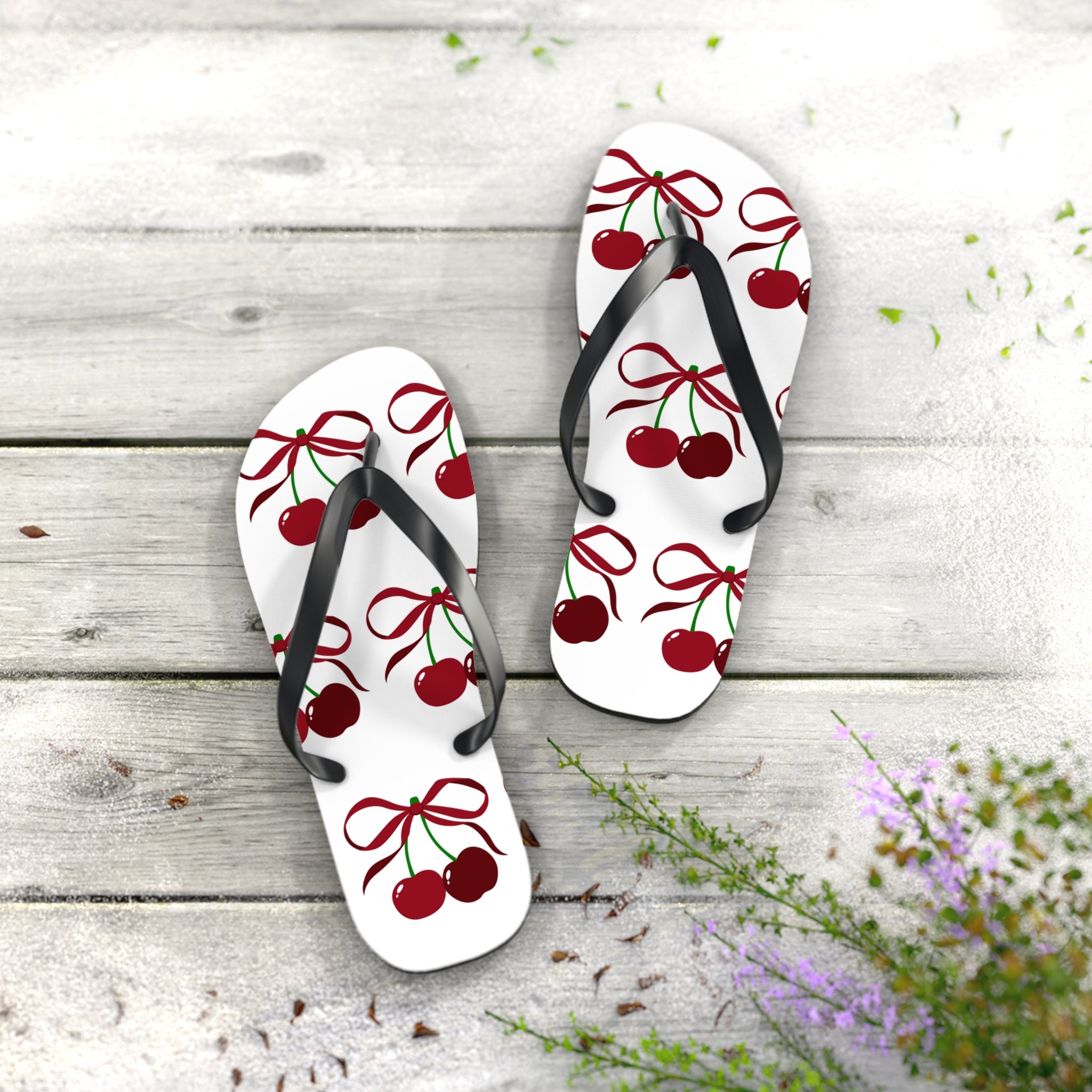 Customizable: Cherry Blossom Flip Flops, Tropical Beach Sandals, Summer Footwear, Perfect for Vacation, Gift for Her, Cute Pool Slides