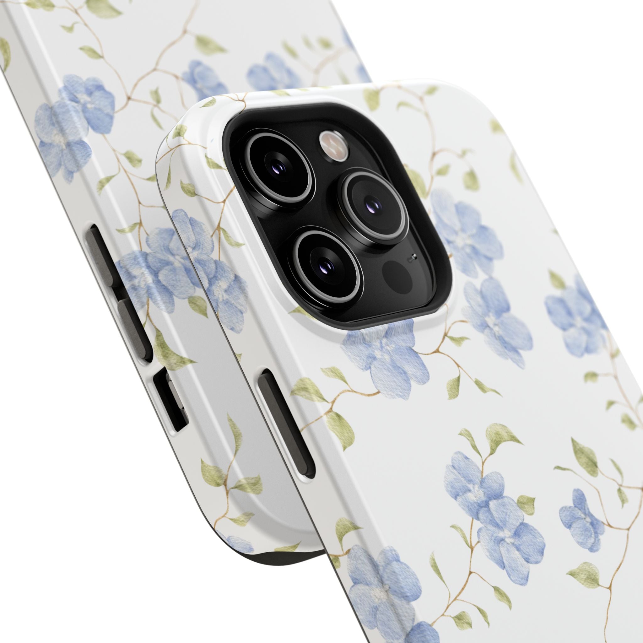Customizable: Blue Floral Impact-Resistant Phone Case