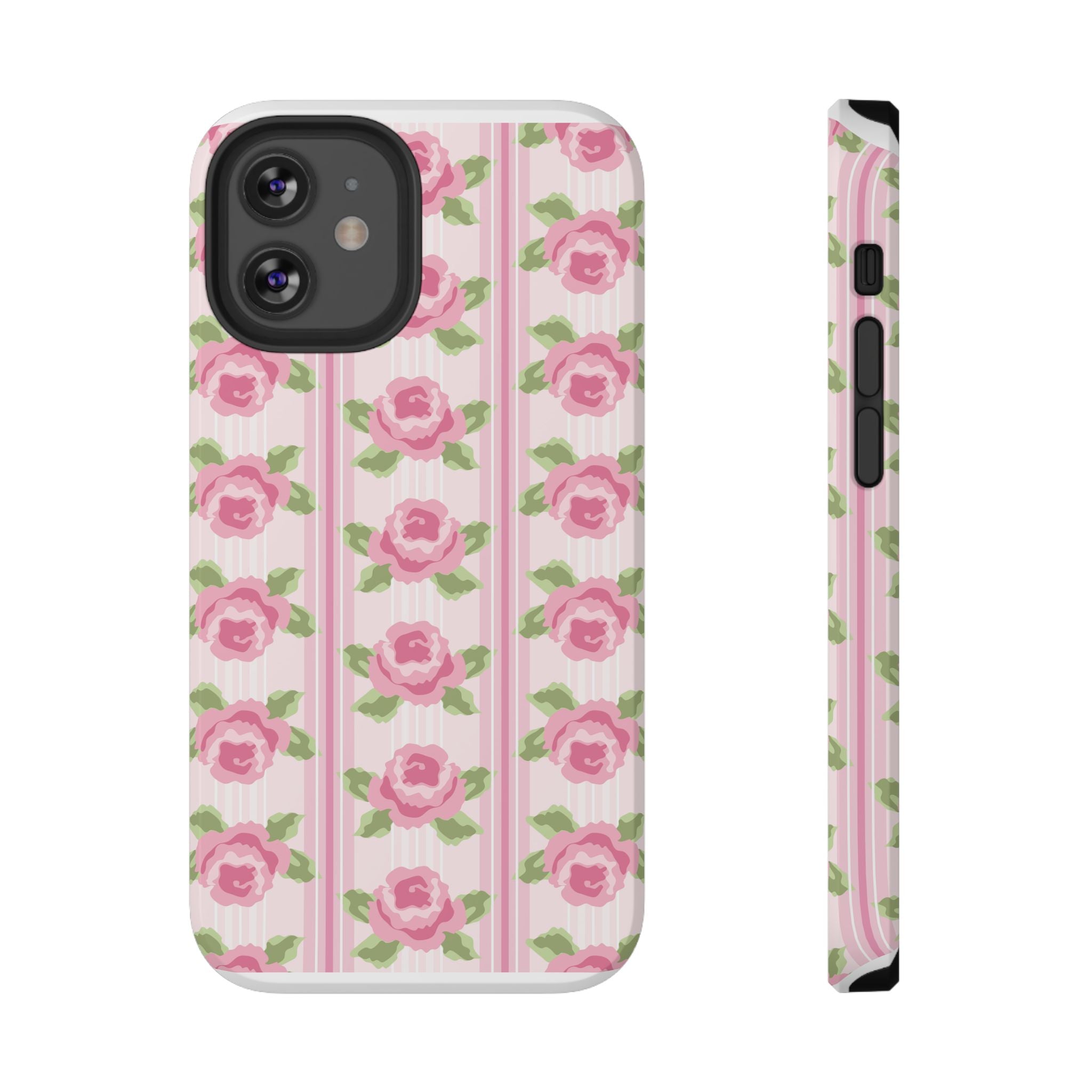 Customizable: Floral Impact-Resistant Phone Case, Pink Rose Pattern
