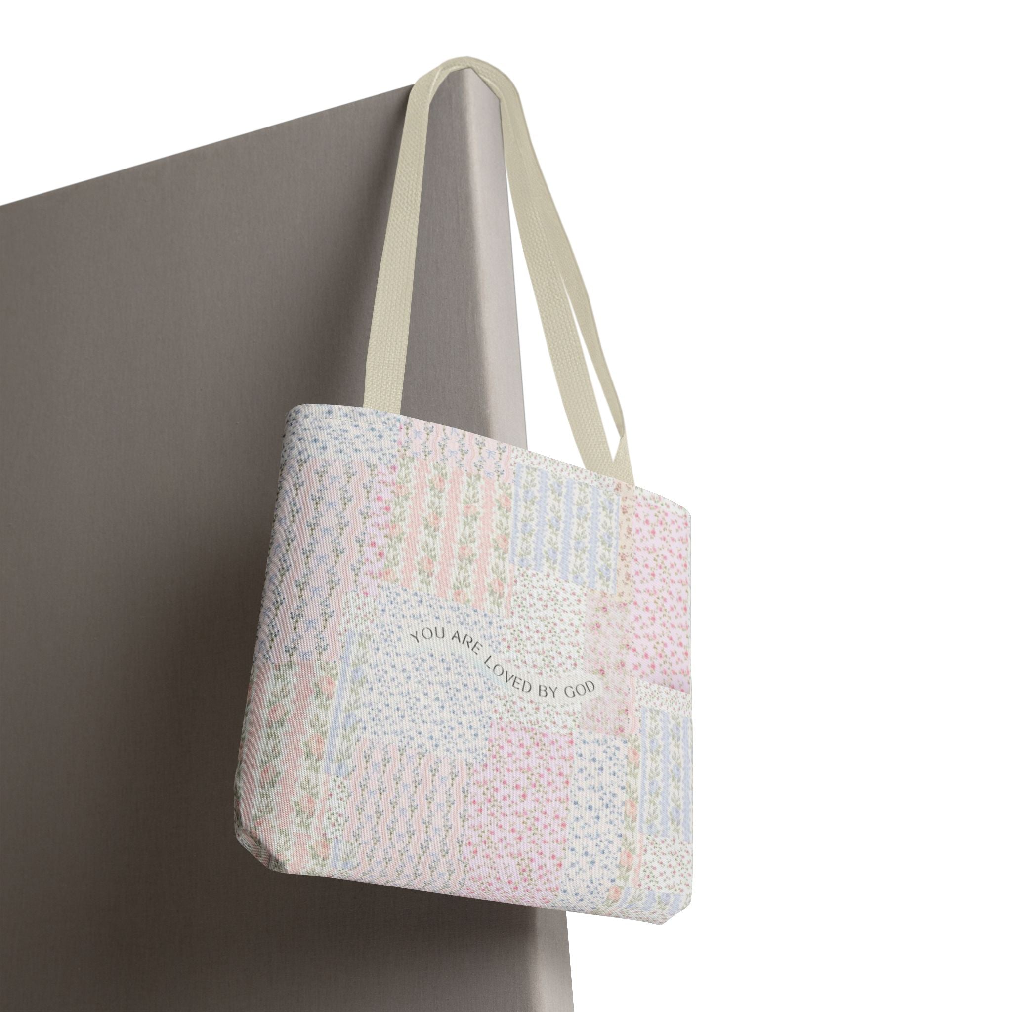 Spiritual Tote Bag with Floral Design, Inspirational Gift for Women, Church Bag, Eco-Friendly Shoulder Tote, Everyday Use