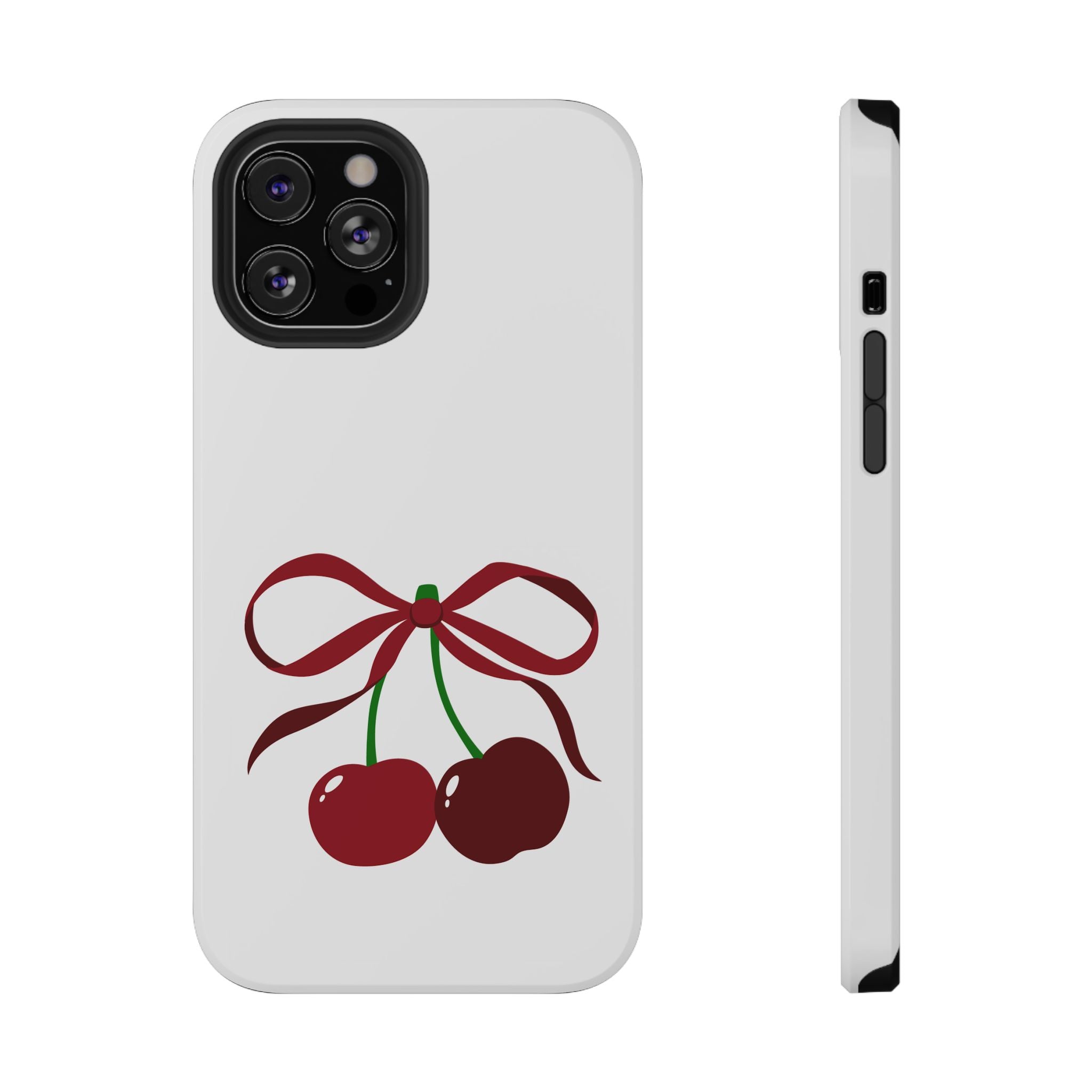 Customizable: Cherry Bow Impact-Resistant Case for Smartphones | Cute Phone Cover | Gift for Her | Cherry Lover's Accessory | Durable Phone Case