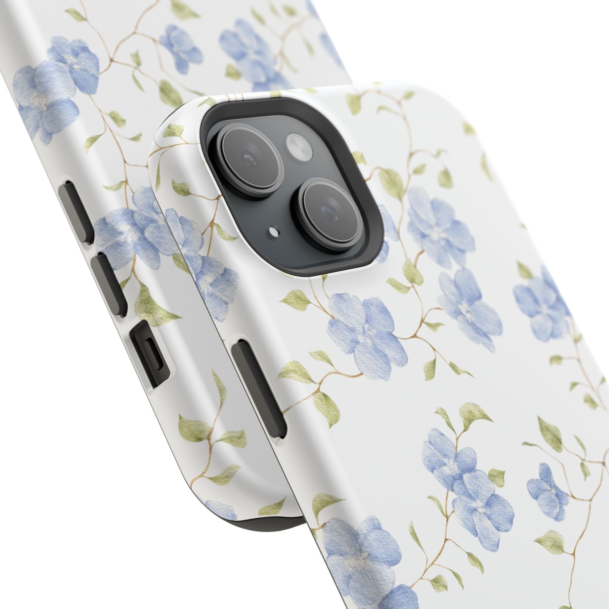 Customizable: Blue Floral Impact-Resistant Phone Case