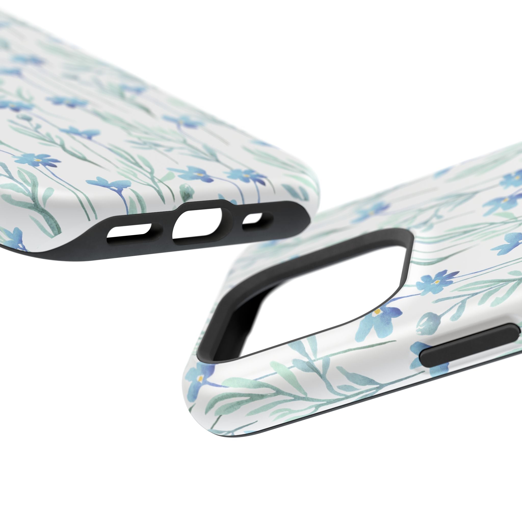 Customizable: Blue Floral Impact-Resistant Phone Case