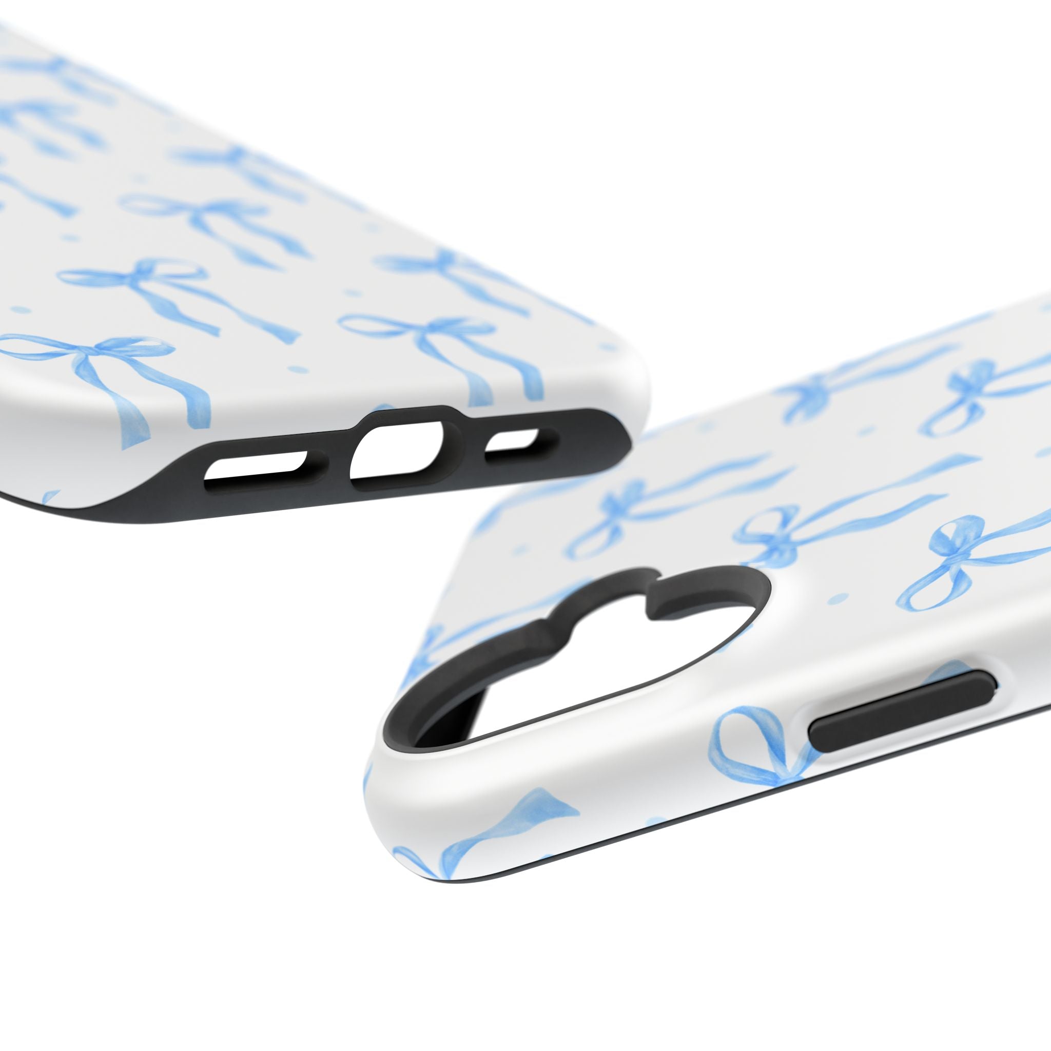 Customizable: Chic Blue Coquette Bow Impact-Resistant Phone Case