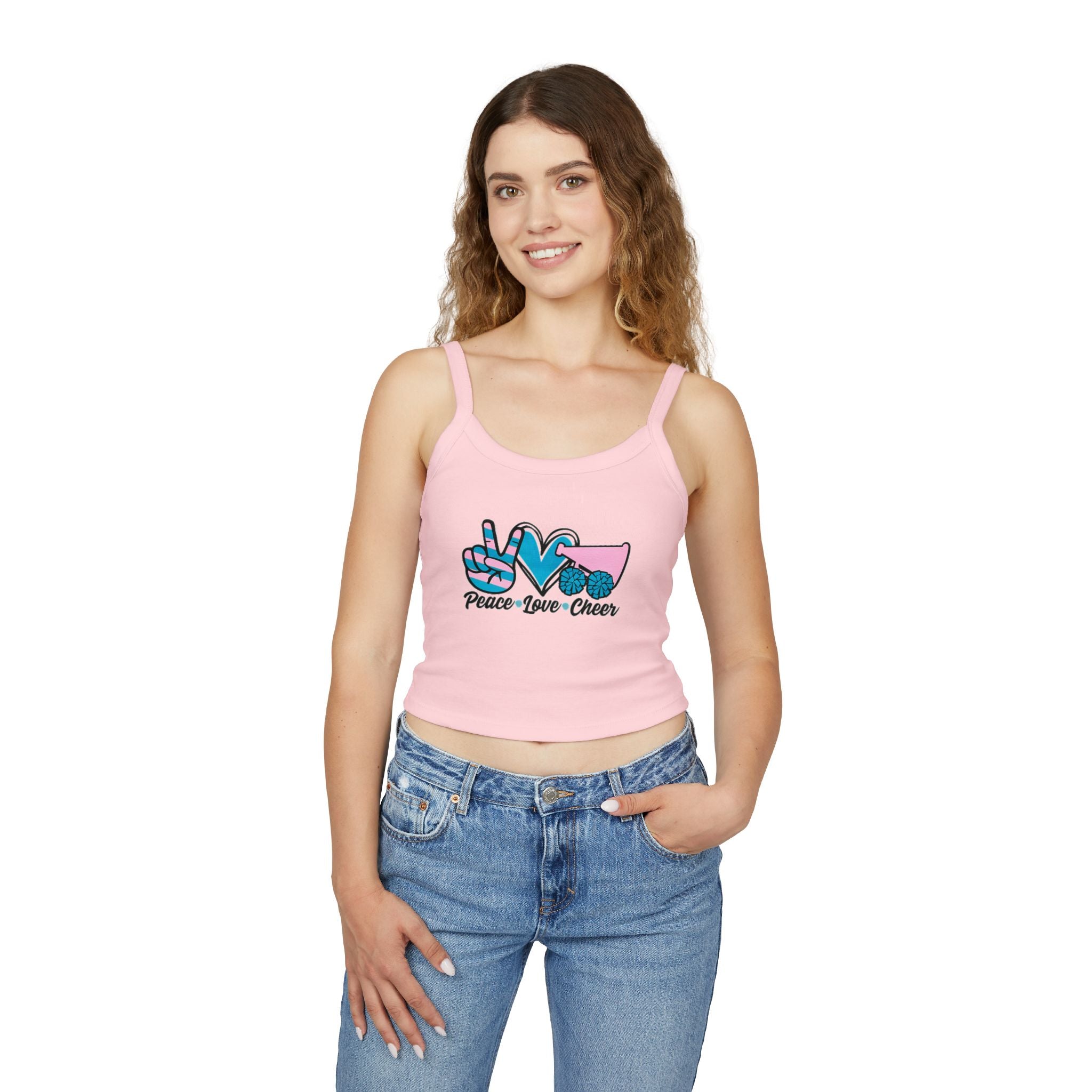 Customizable Women's Peace Love Cheer Tank, Cheerleading Apparel, Cute Gift for Cheerleaders