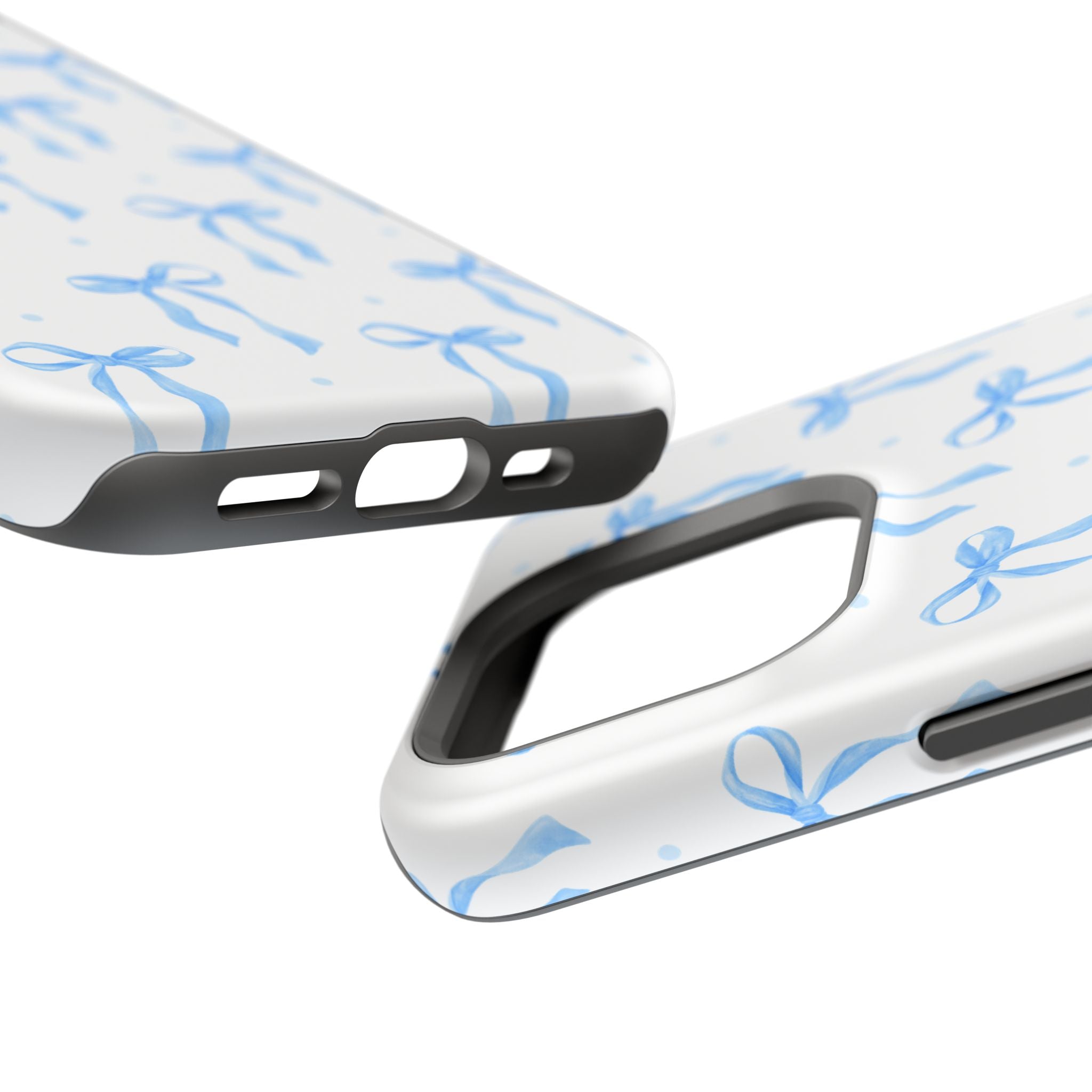 Customizable: Chic Blue Coquette Bow Impact-Resistant Phone Case
