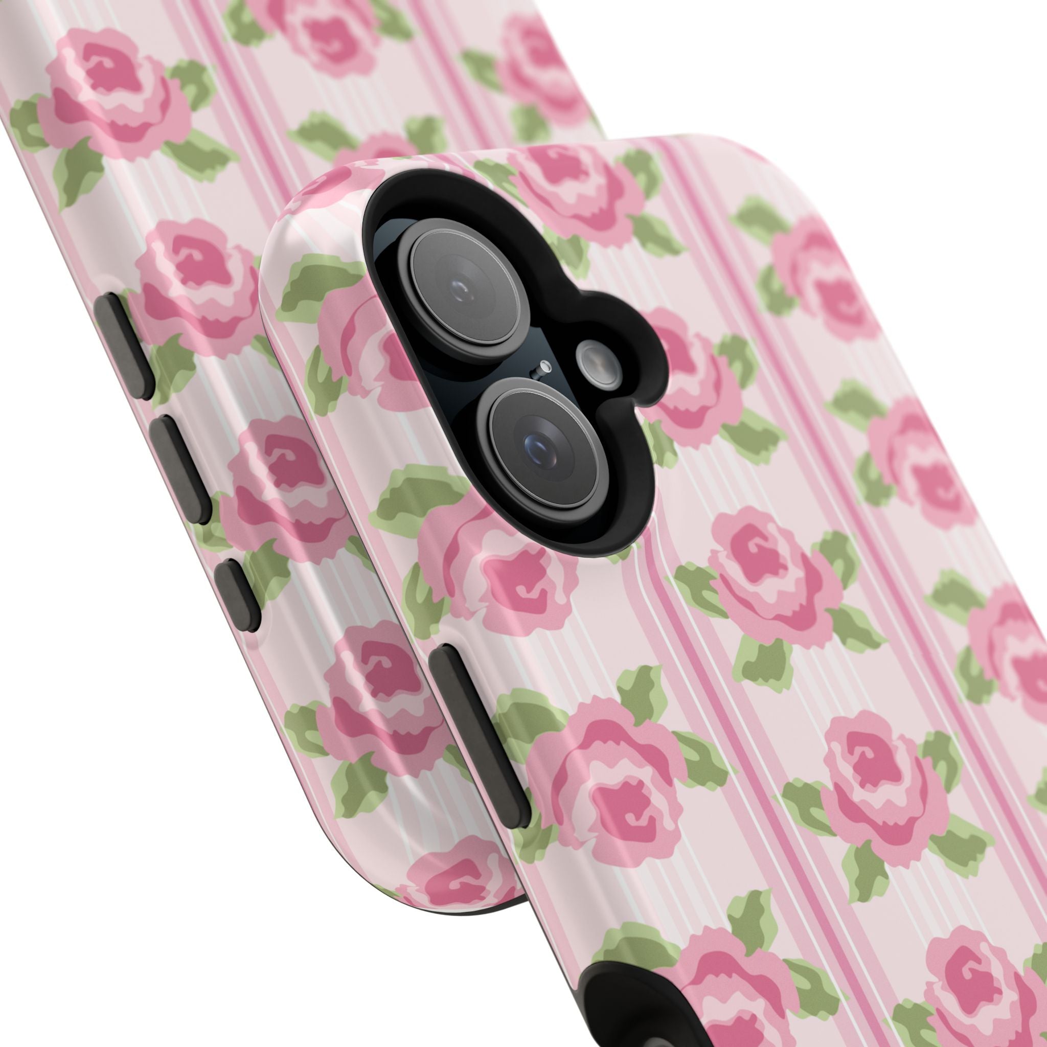 Customizable: Floral Impact-Resistant Phone Case, Pink Rose Pattern