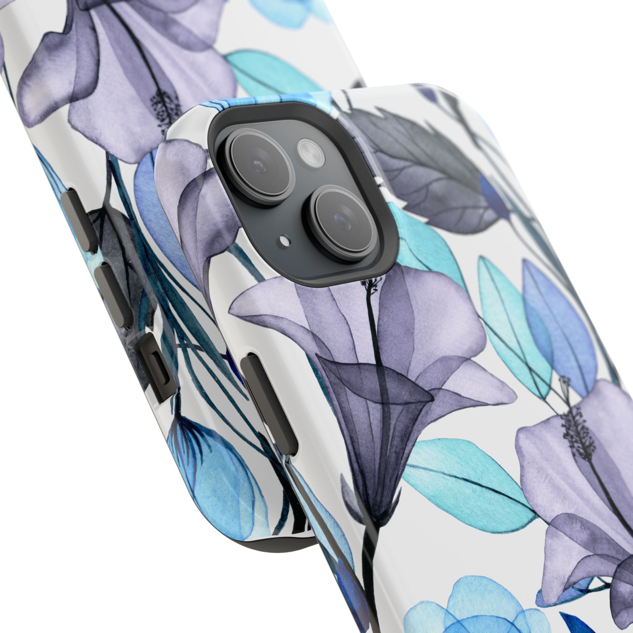 Customizable: Blue and Purple Floral Impact-Resistant Phone Case