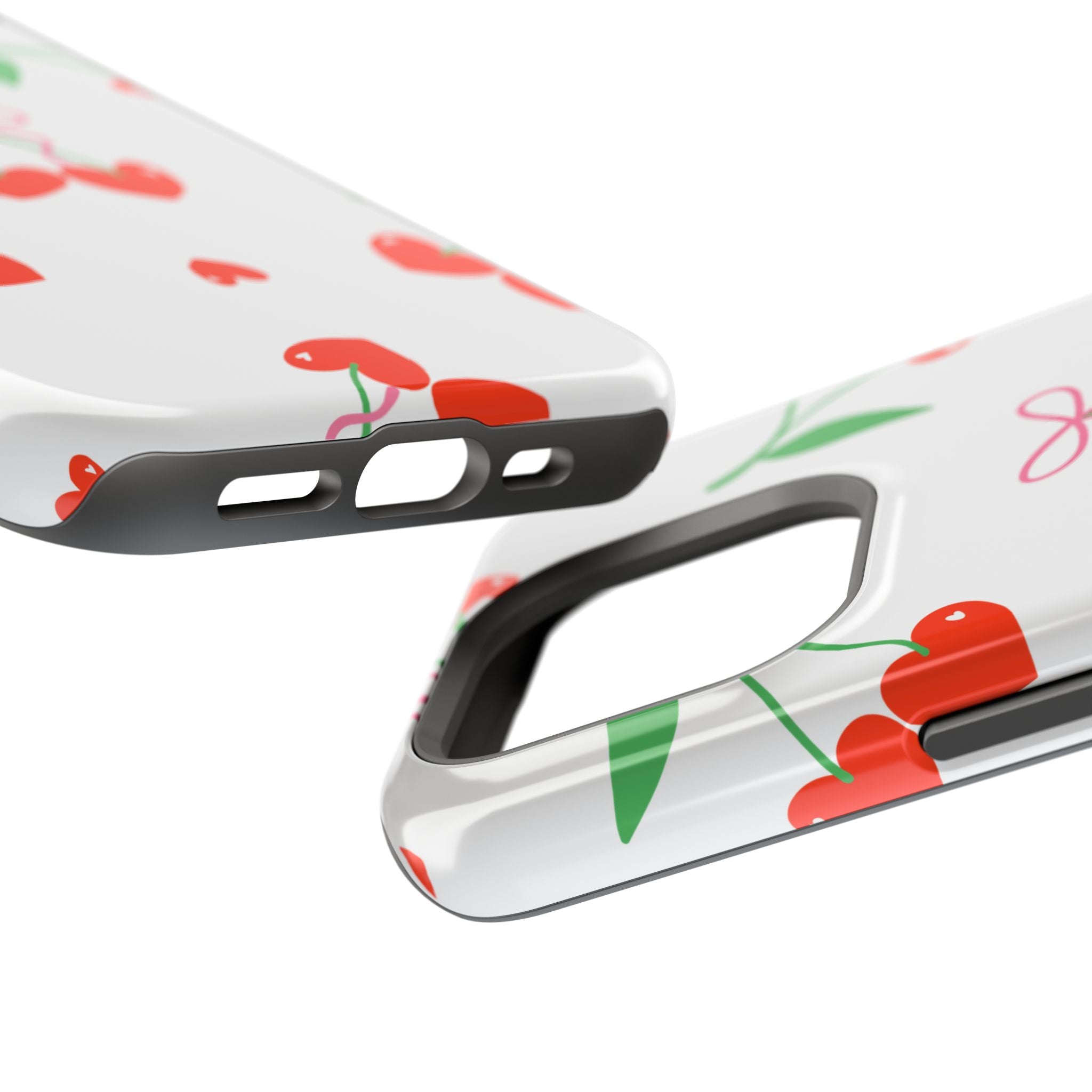 Customizable: Cherry Heart Impact-Resistant Phone Case
