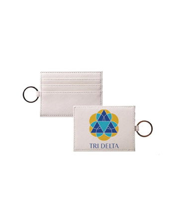 Tri Delta Vegan Saffiano Leather Keychain Card Holder - Traditional