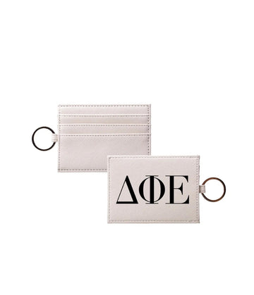Delta Phi Epsilon Vegan Saffiano Leather Keychain Cardholder - Greek Letters