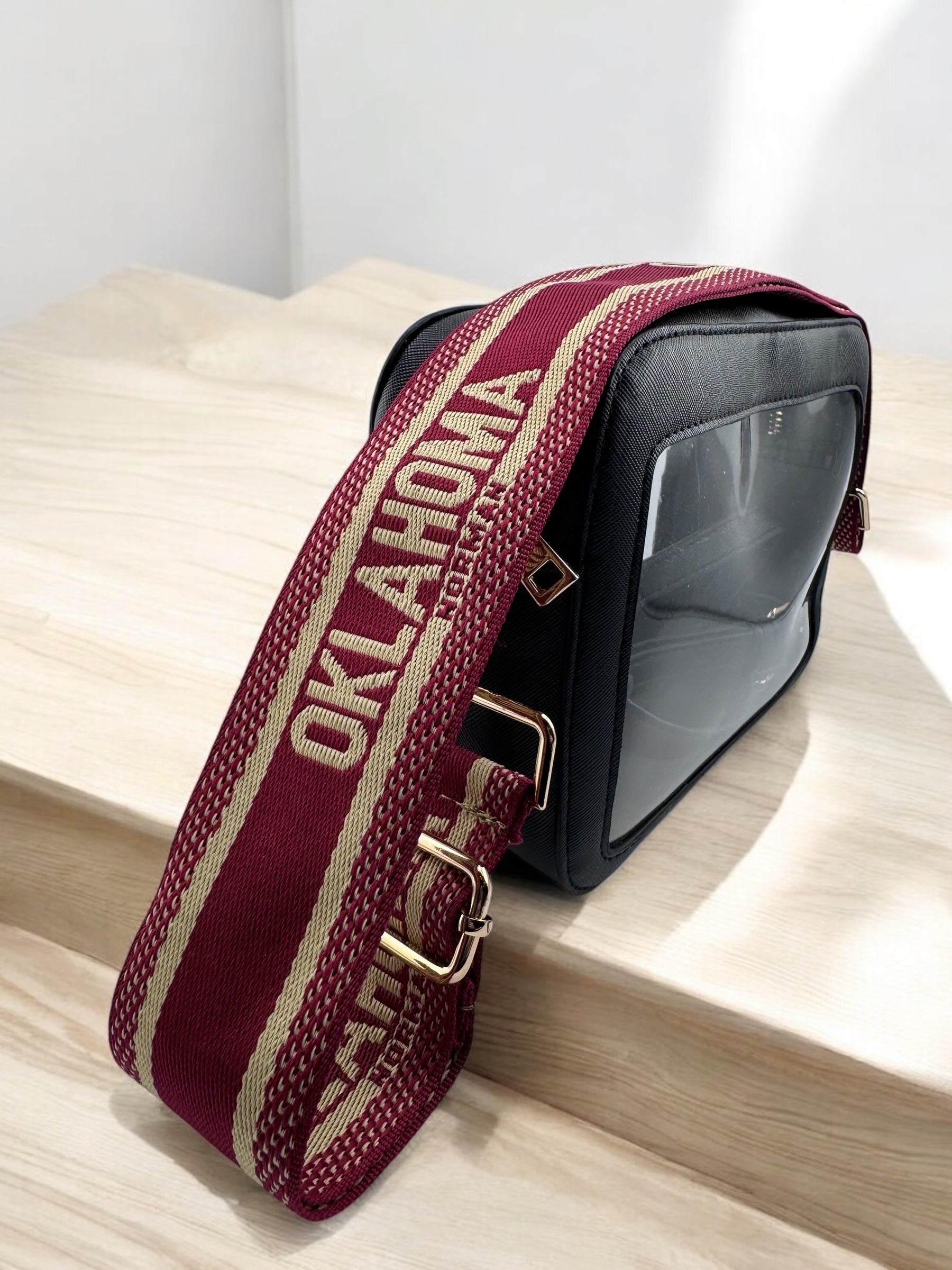 Michelle Clear Crossbody Handbag- Black