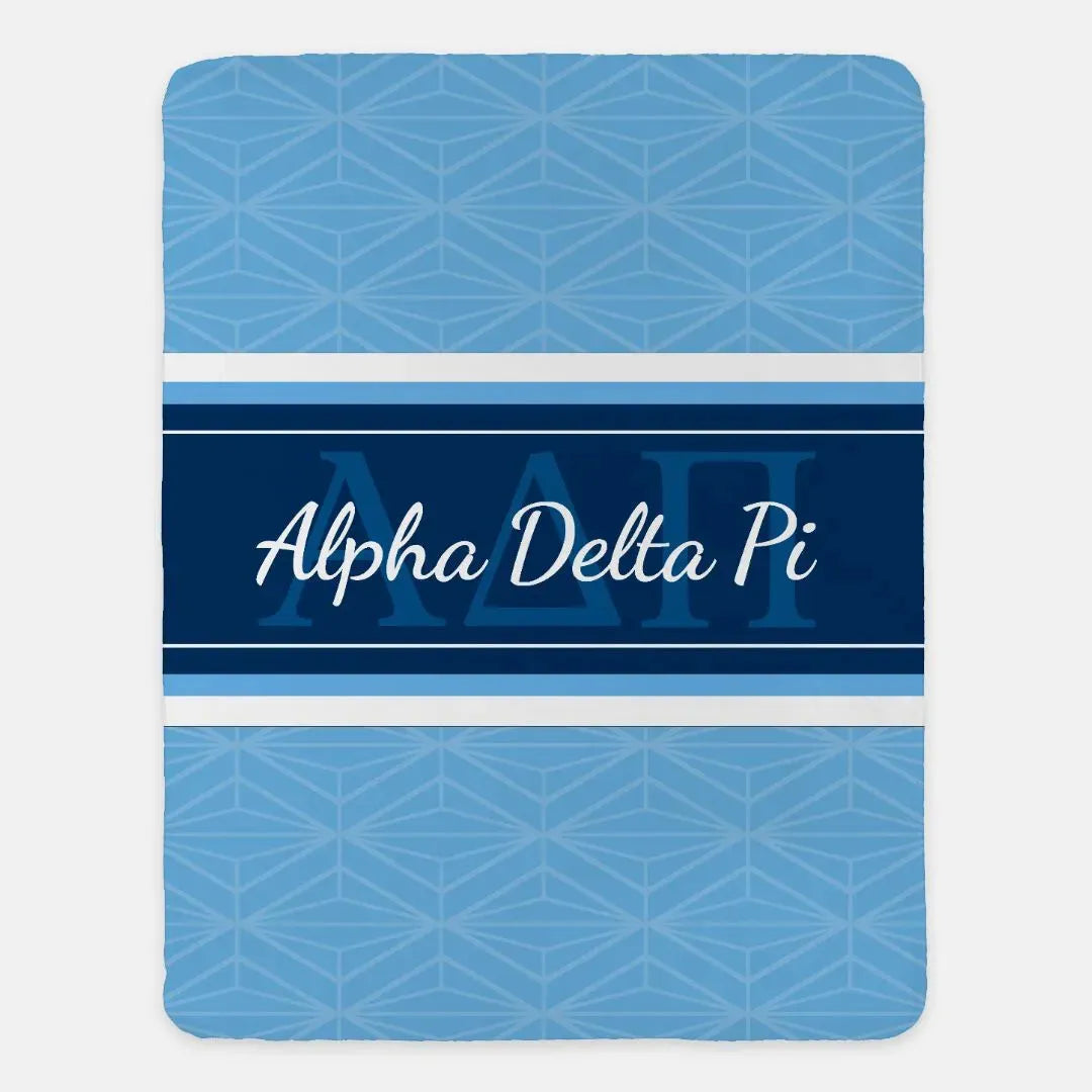 Alpha Delta Pi XL 60x80 Sherpa Throw Blanket - Midnight Horizon Diamond