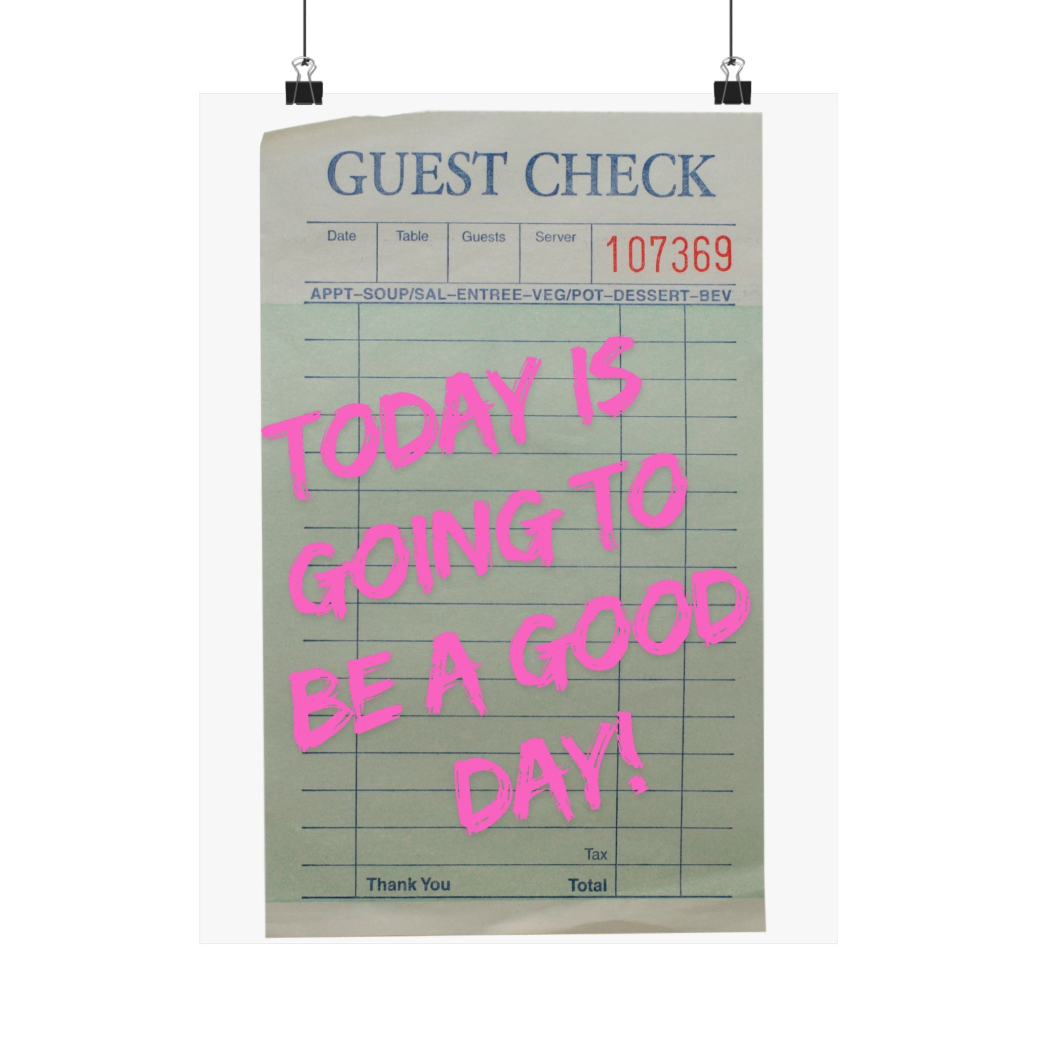 Guest Check Wall Art Poster, College Dorm Decor, Trendy Wall Art, Gift for Friends